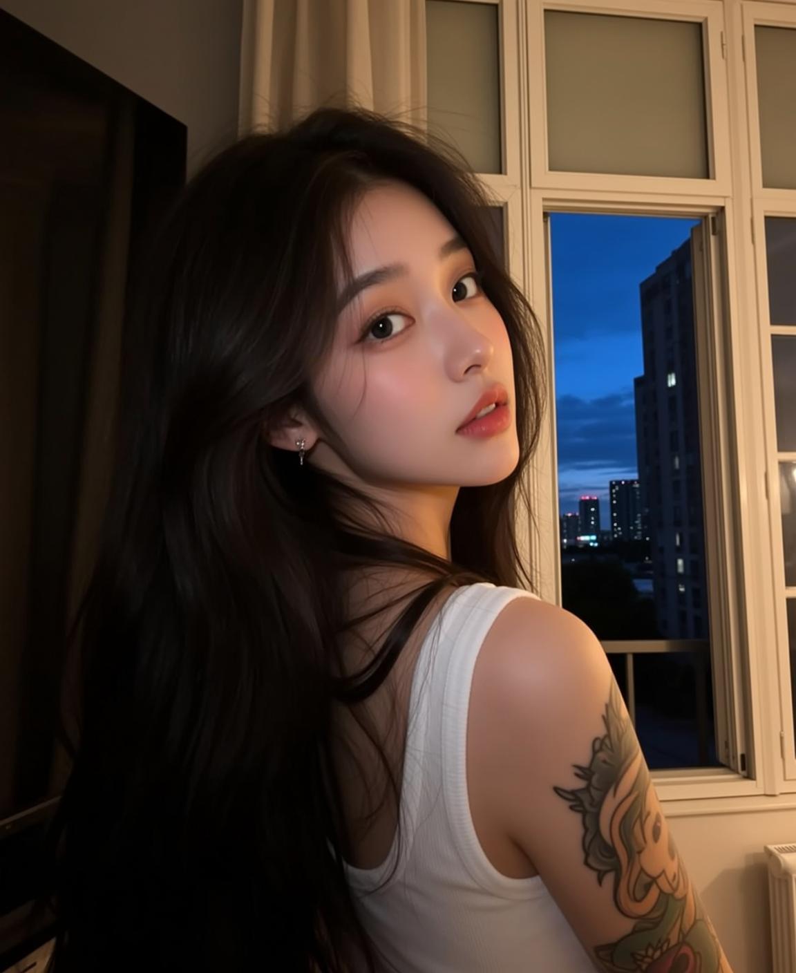 Looking Over Shoulder Window Light reference photo