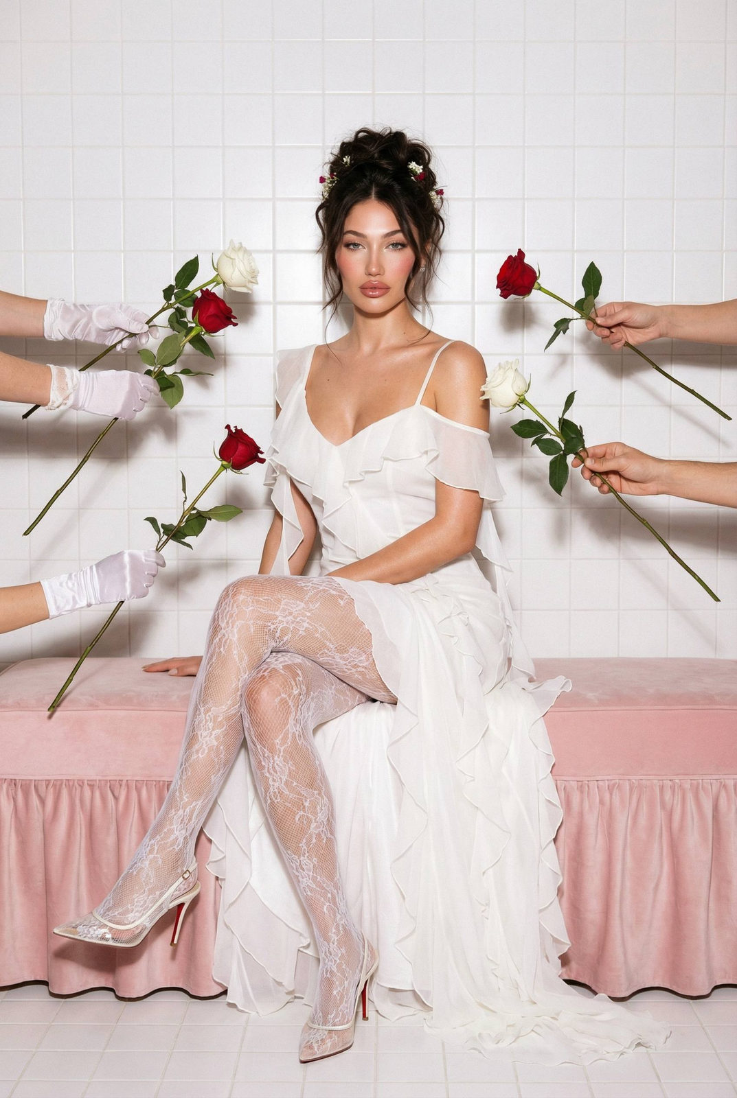 Realistic Studio Fashion Editorial Roses