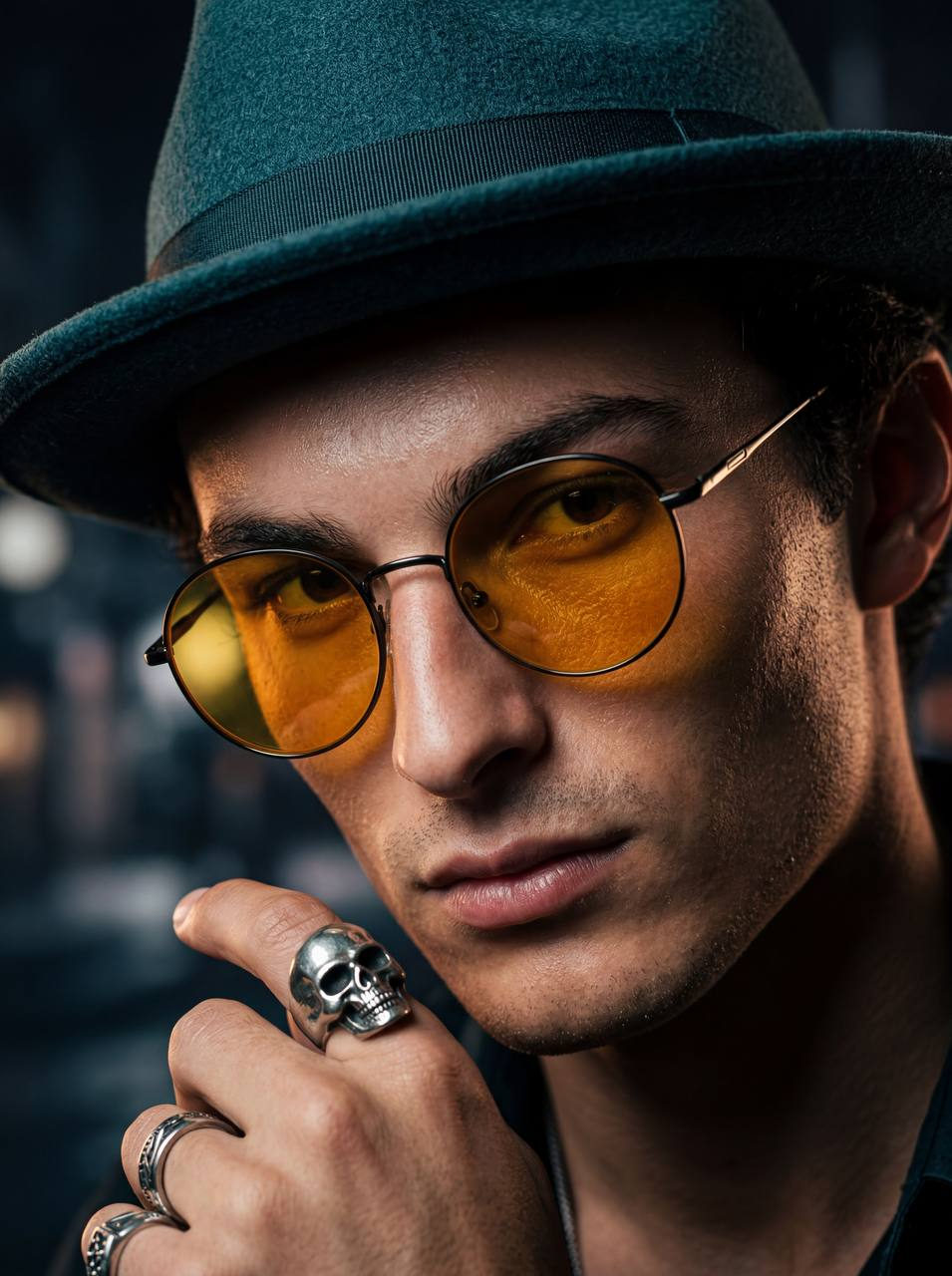 Realistic Middle Eastern Man Noir Portrait