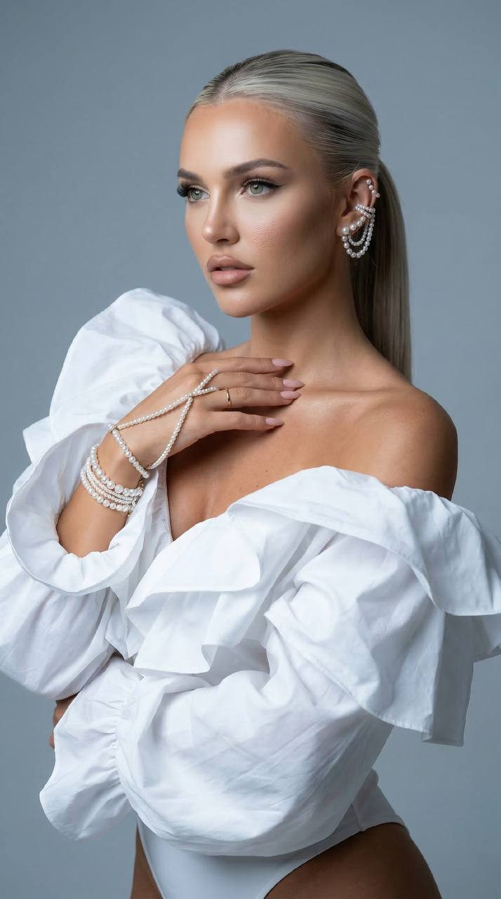 Realistic Fashion Portrait White Blouse