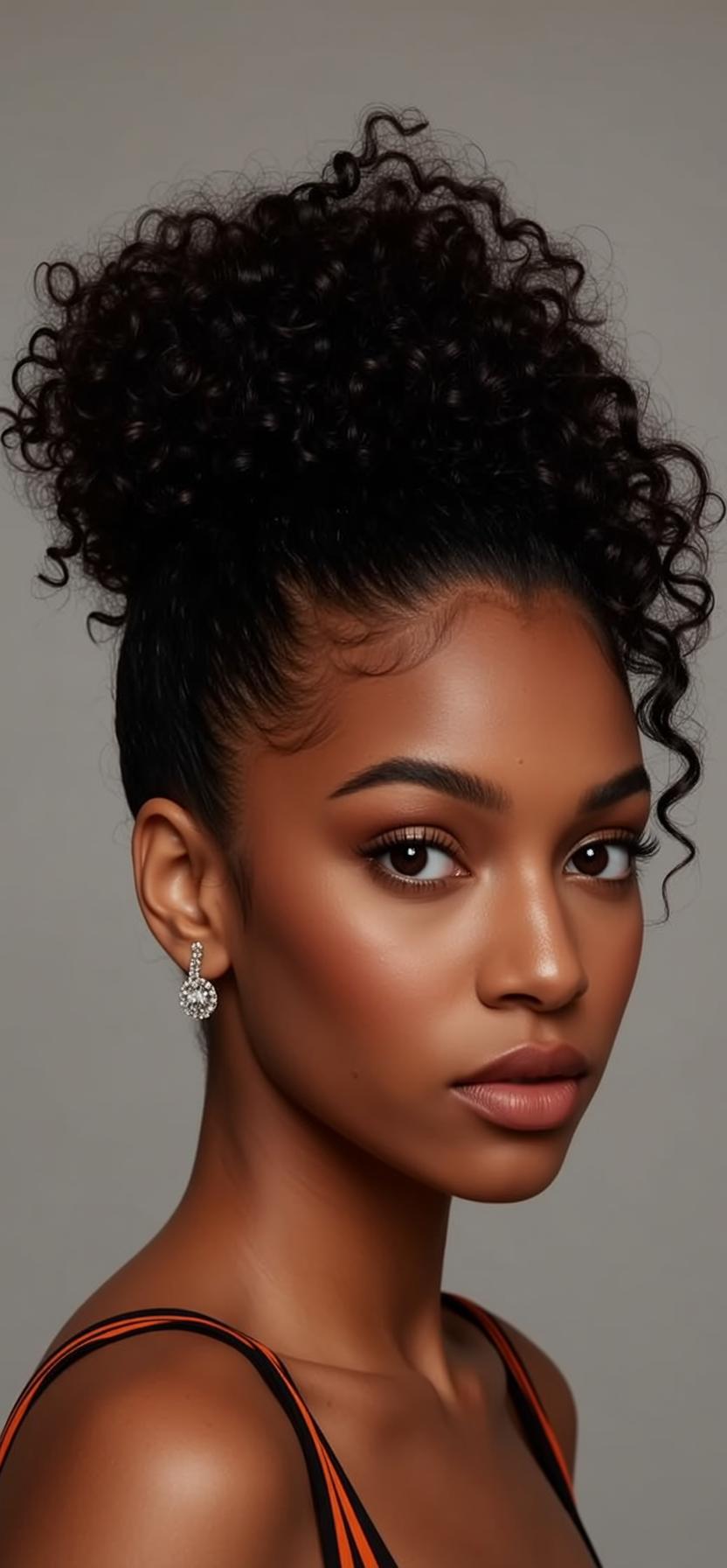 Young Woman Studio Portrait Diamond Earrings reference photo