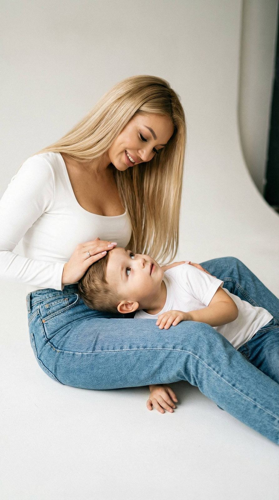 Realistic Mother Child Warm Portrait Grain