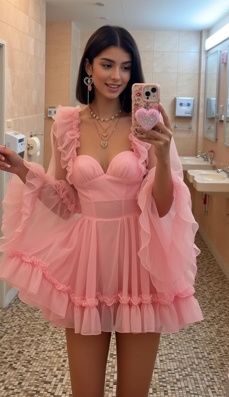 Pink Heart Selfie Restroom reference photo