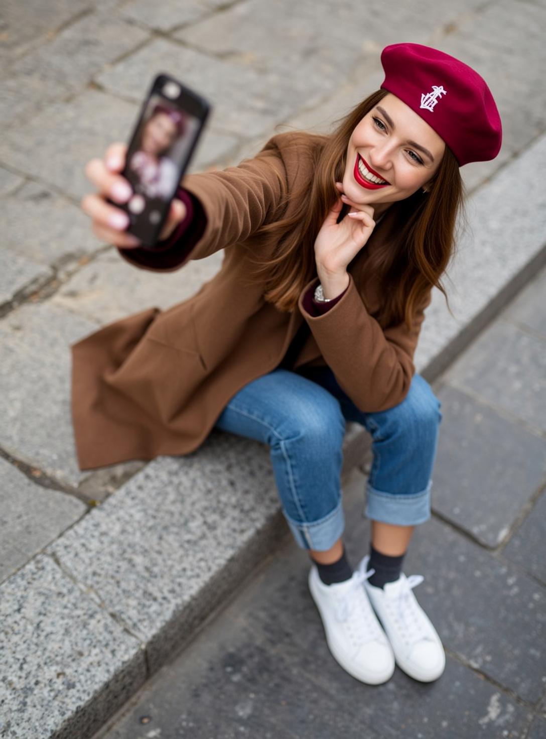 Creative Young Long Wavy Brown Fair Burgundy reference photo