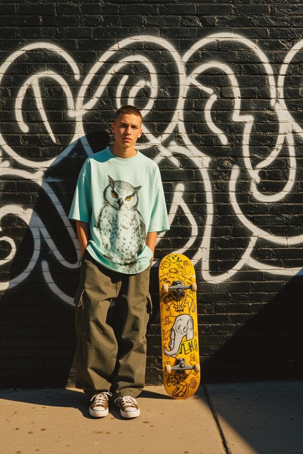 Skateboard Cargo Pants Brick Wall reference photo