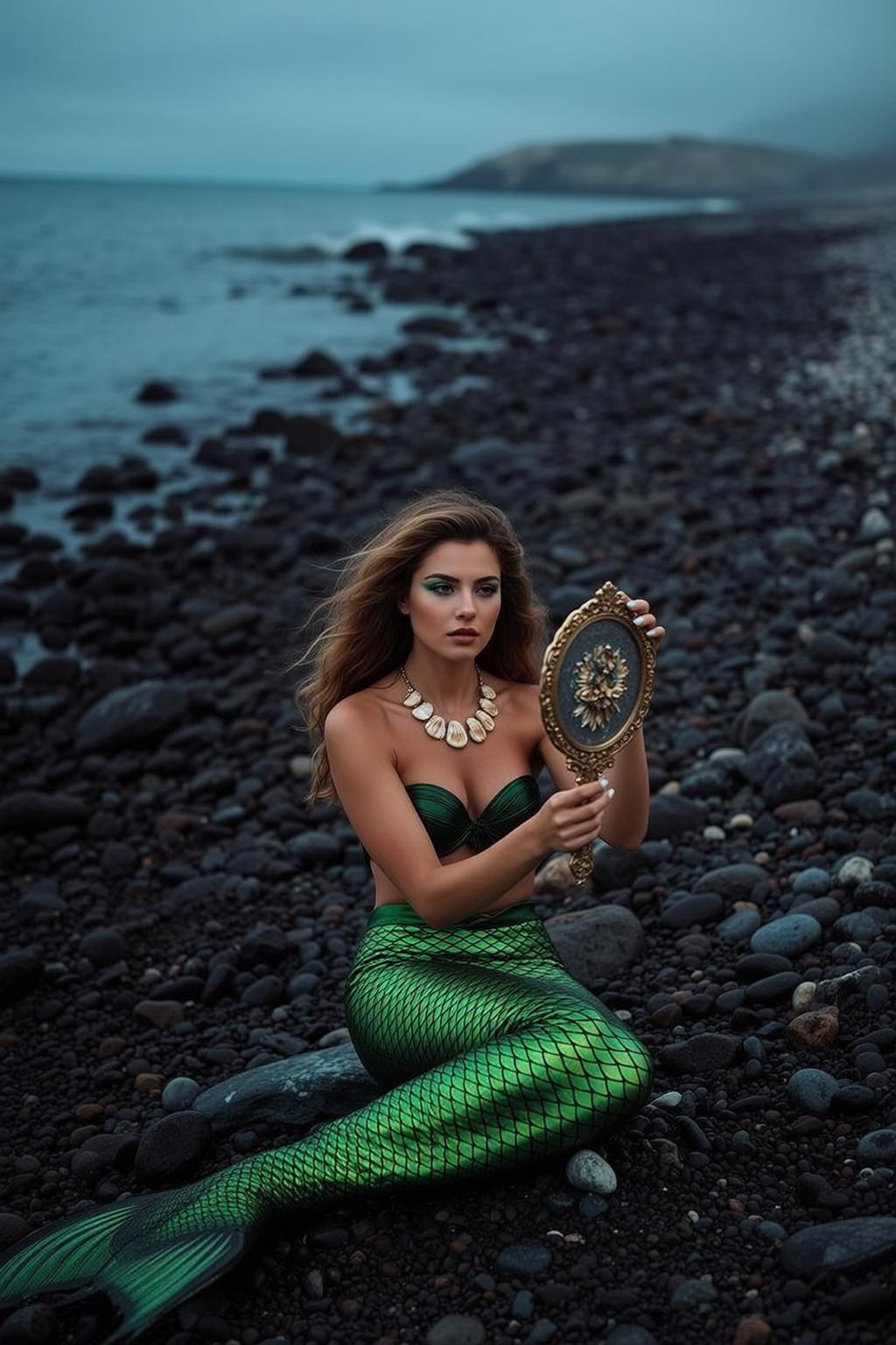 Mermaid Mirror Rocky Shoreline reference photo