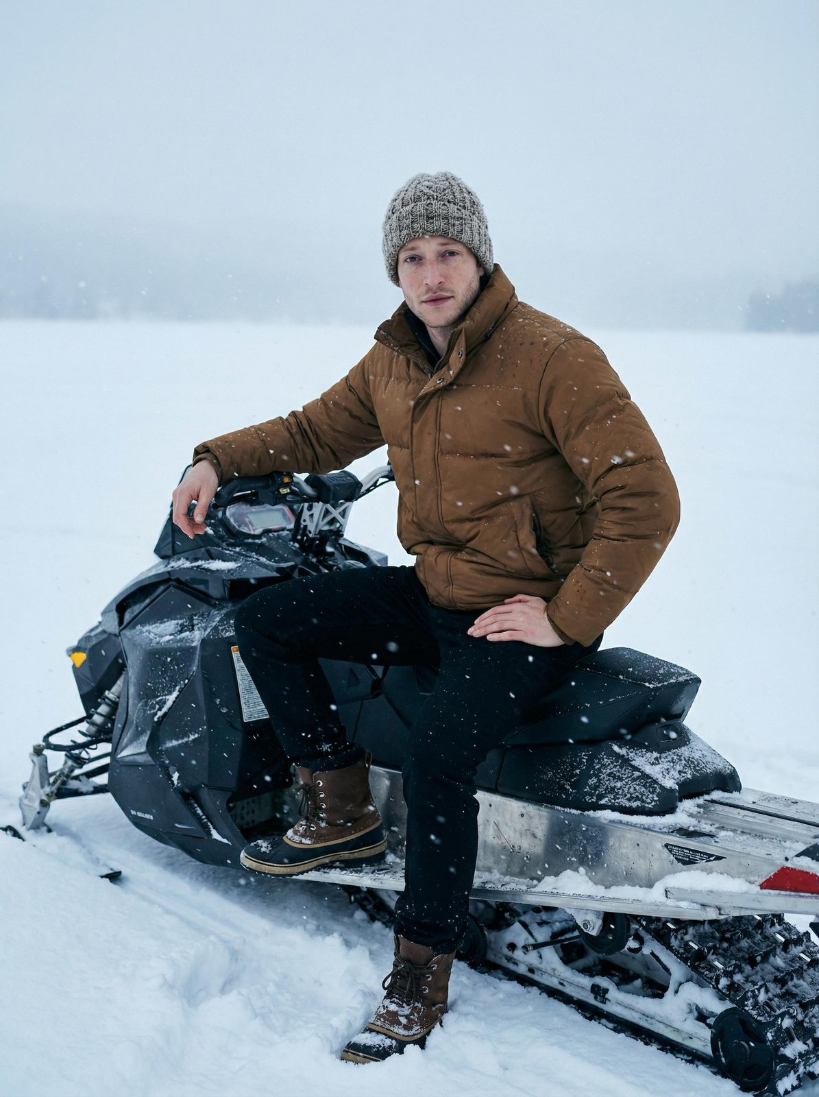 Realistic Snowmobile Winter Portrait