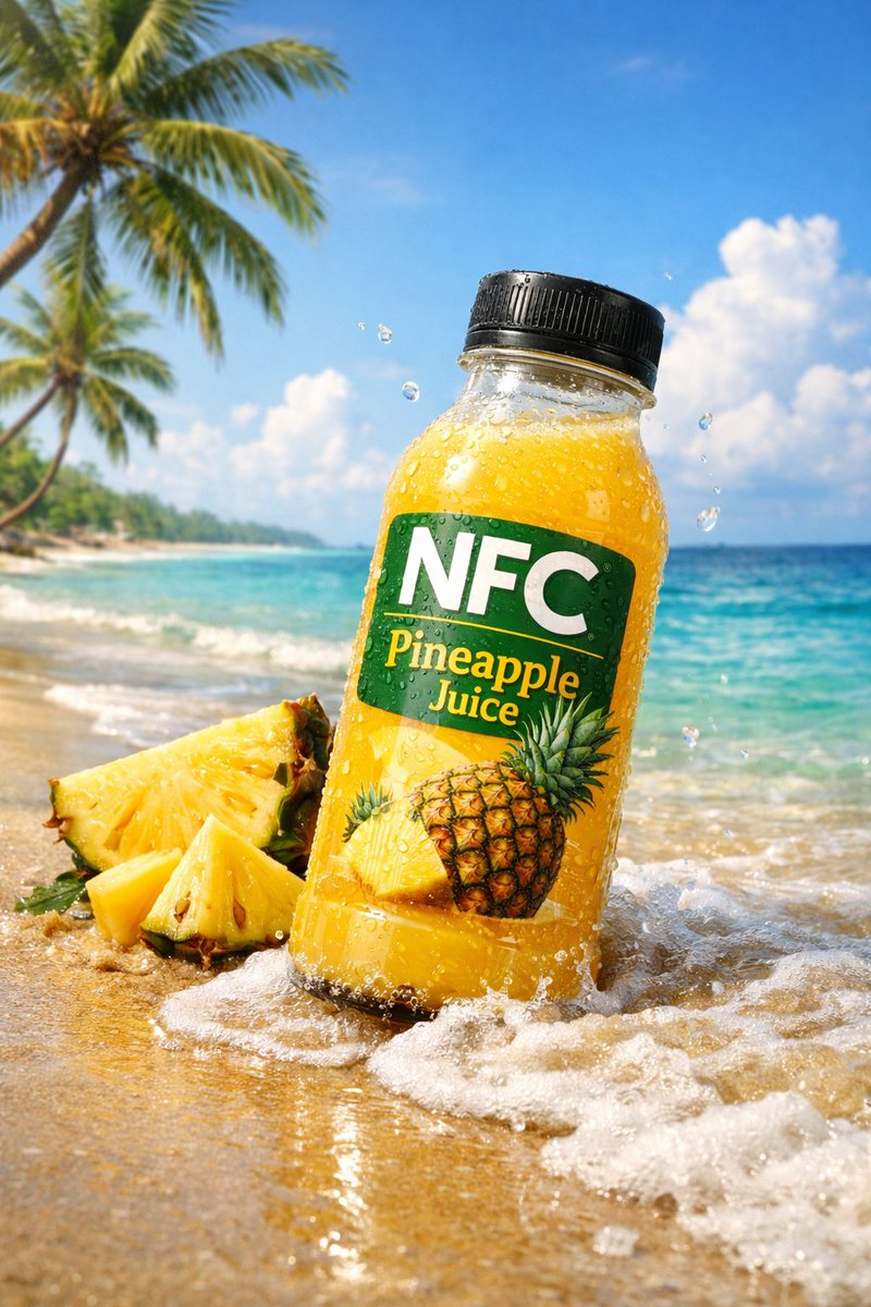 Photorealistic Juice Bottle Tropical Beach
