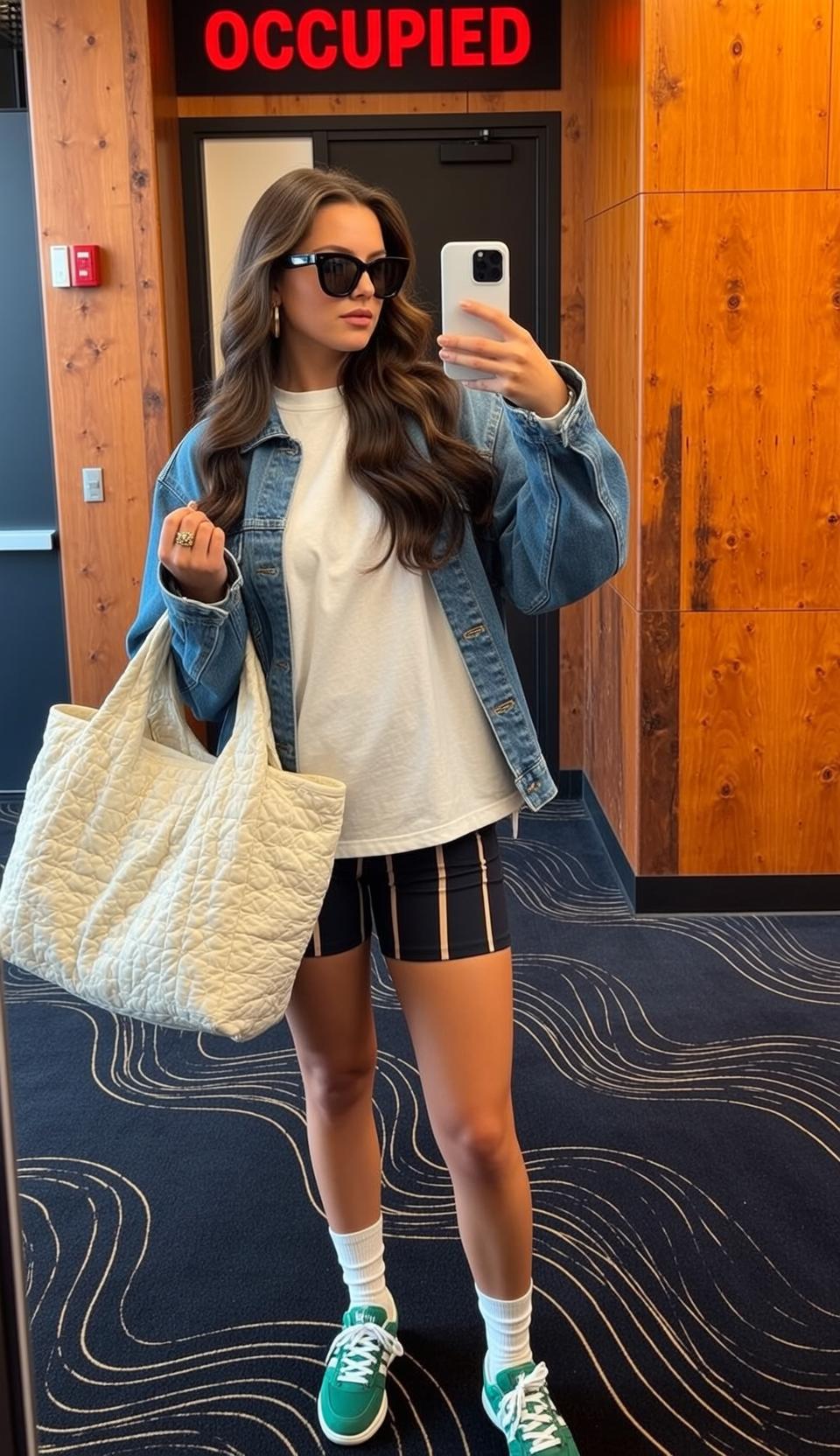 Denim Jacket Mirror Selfie reference photo