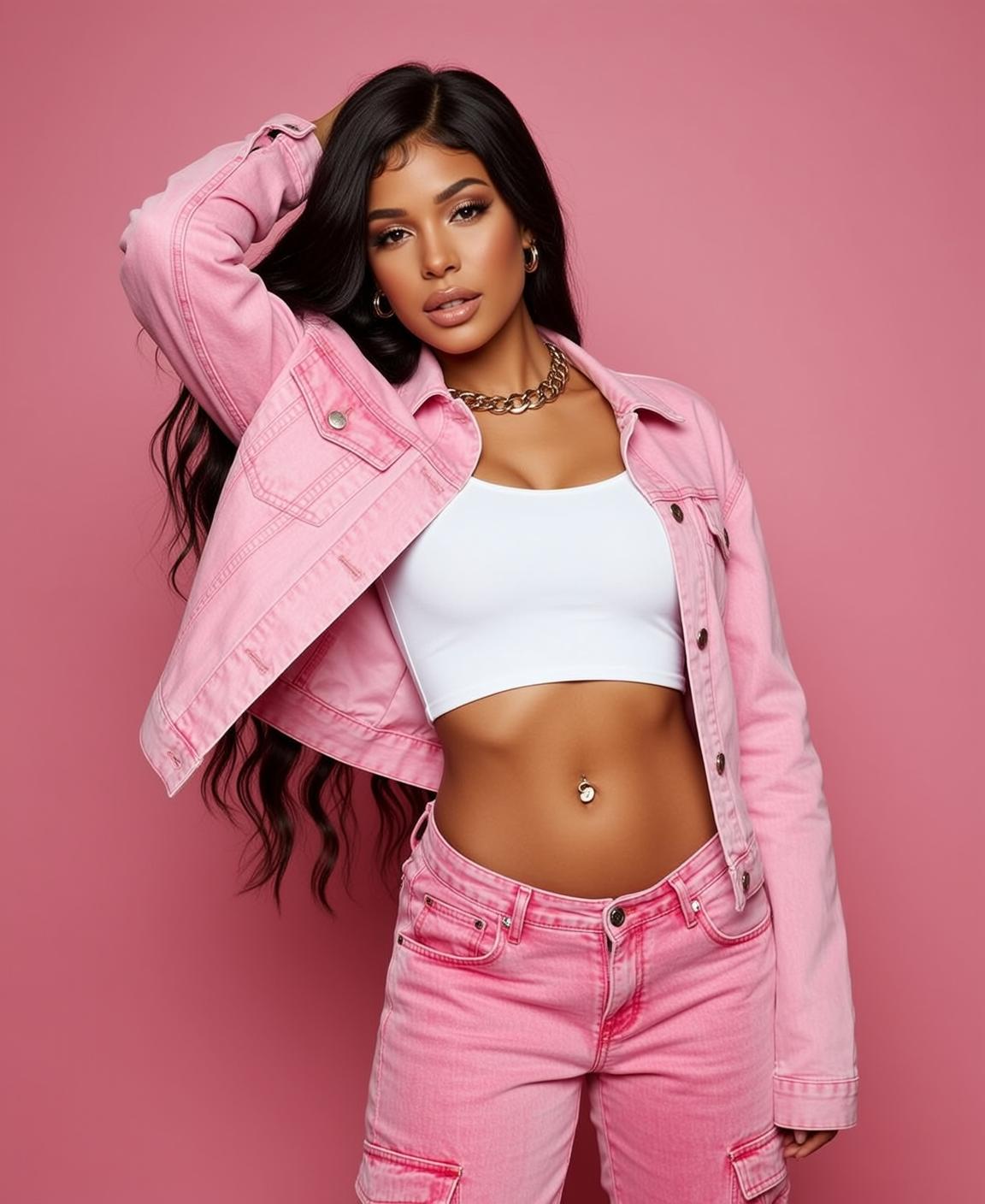 Pink Cargo Jacket Studio reference photo