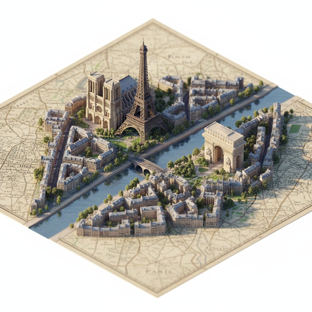 Realistic Miniature Isometric City Map Paper
