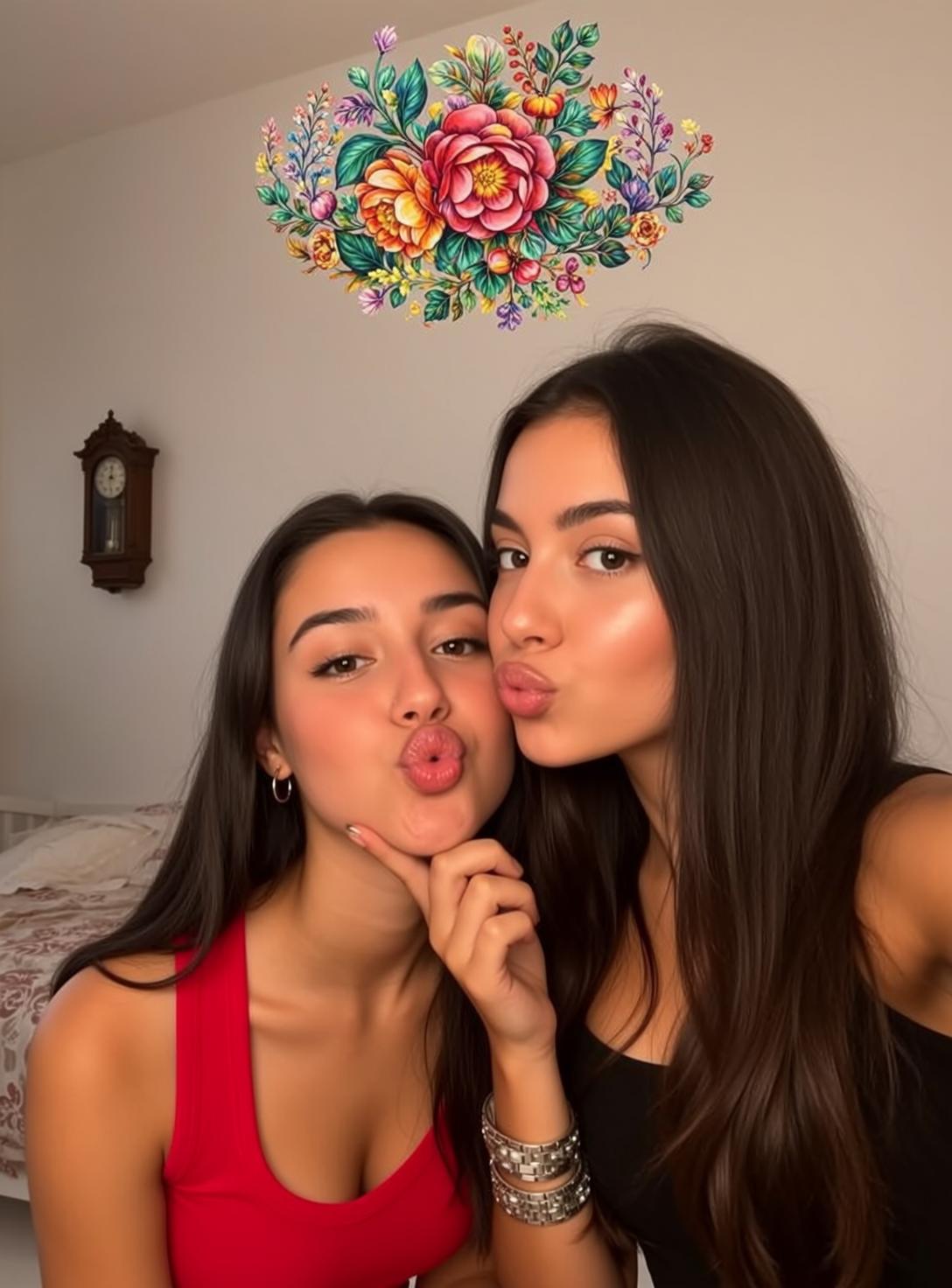 Red And Black Kiss Selfie reference photo