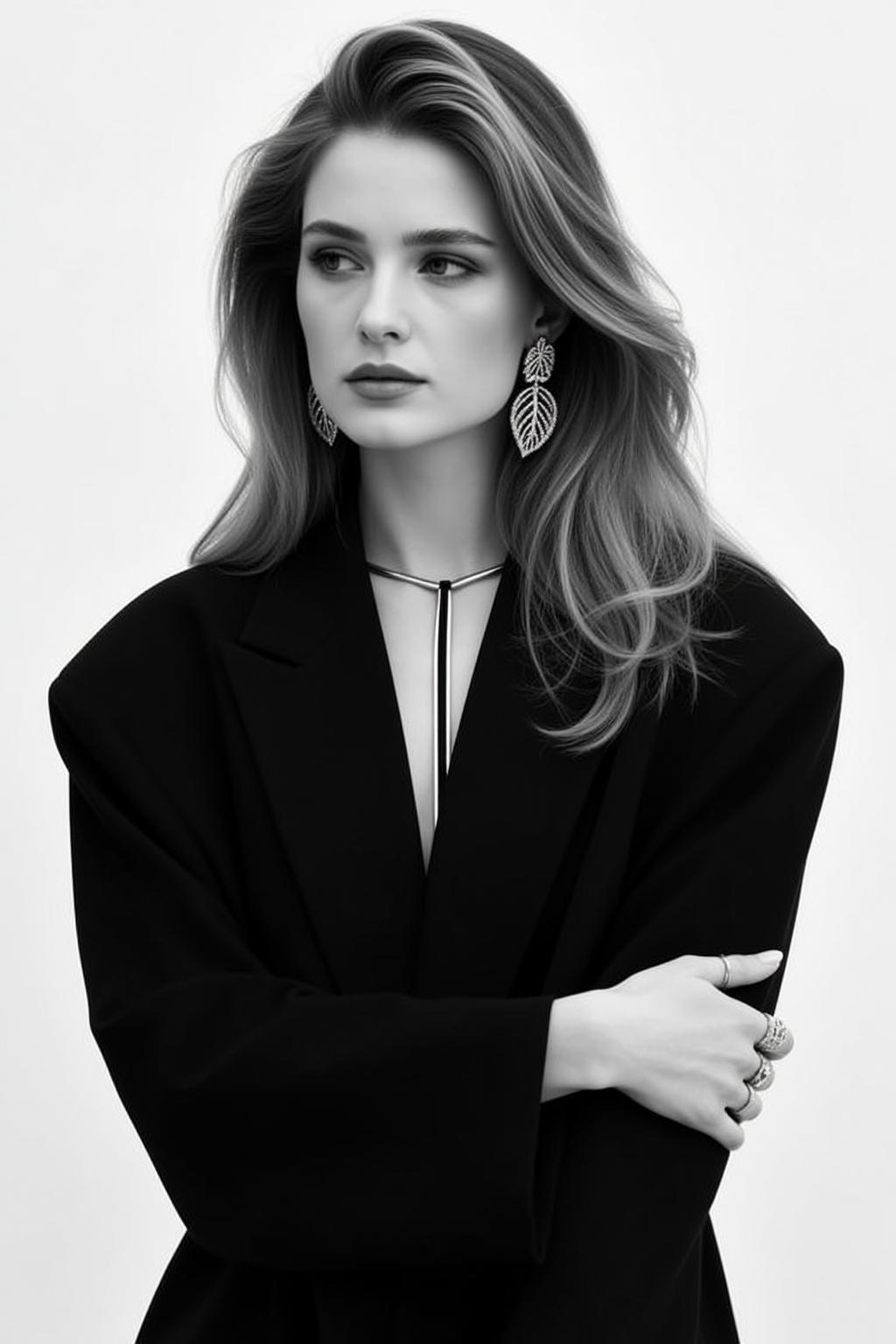 Black Blazer Silver Choker Portrait reference photo