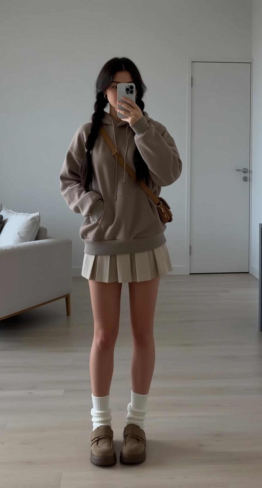 Acubi Stands Facing Forward Holding Smartphone Her reference photo