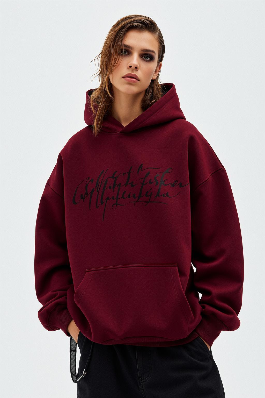 Burgundy Hoodie Studio Backdrop reference photo