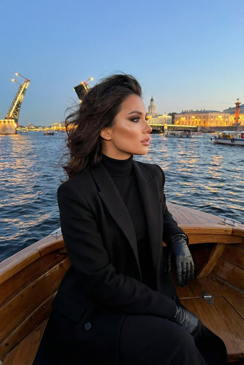Saint Petersburg Canal Boat Woman Realistic