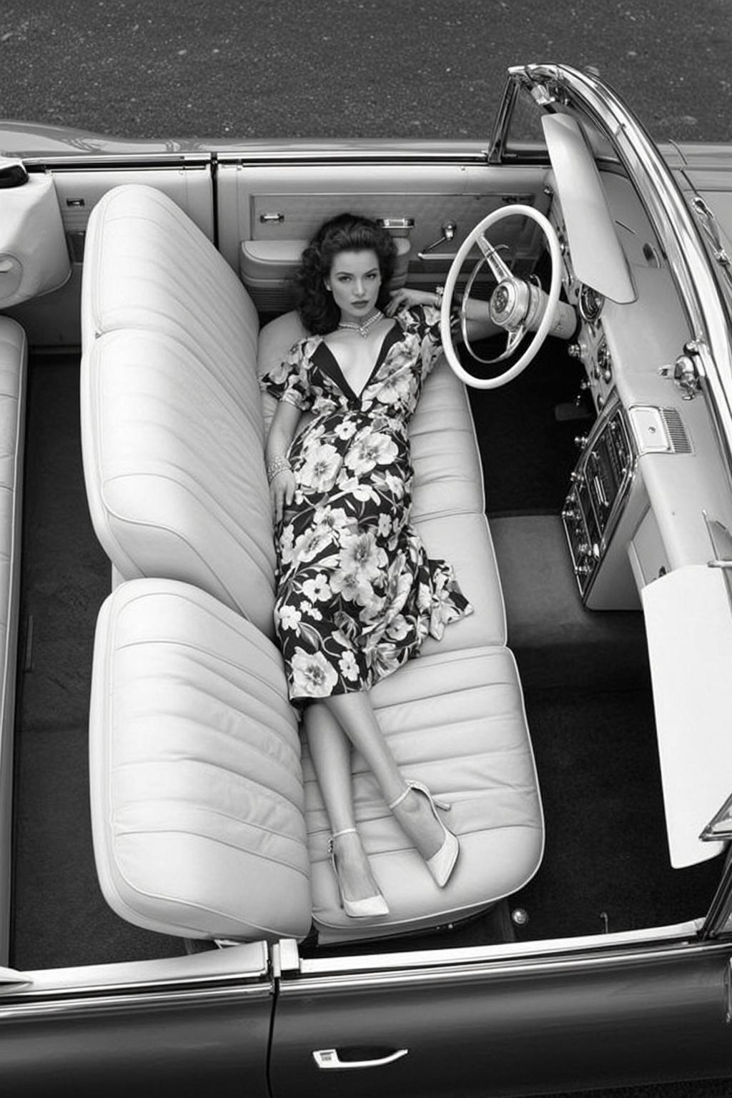 Floral Dress Vintage Car Interior reference photo