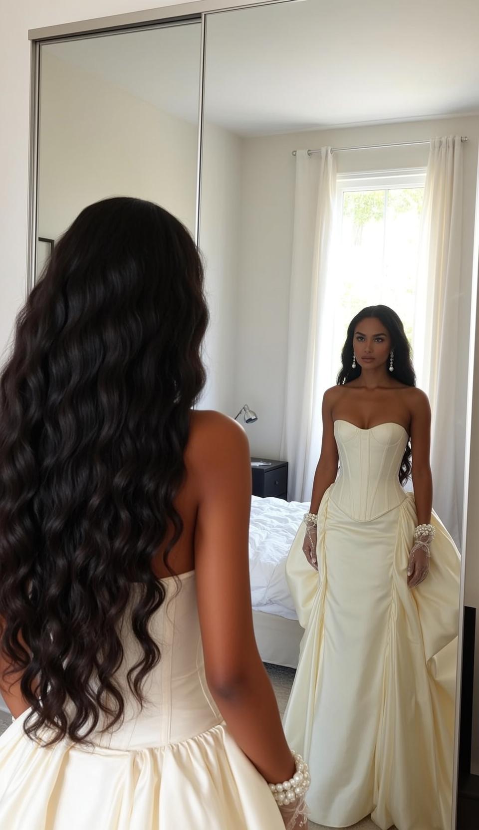 Coquettecore Captured Facing Large Mirrored Wardrobe Her reference photo