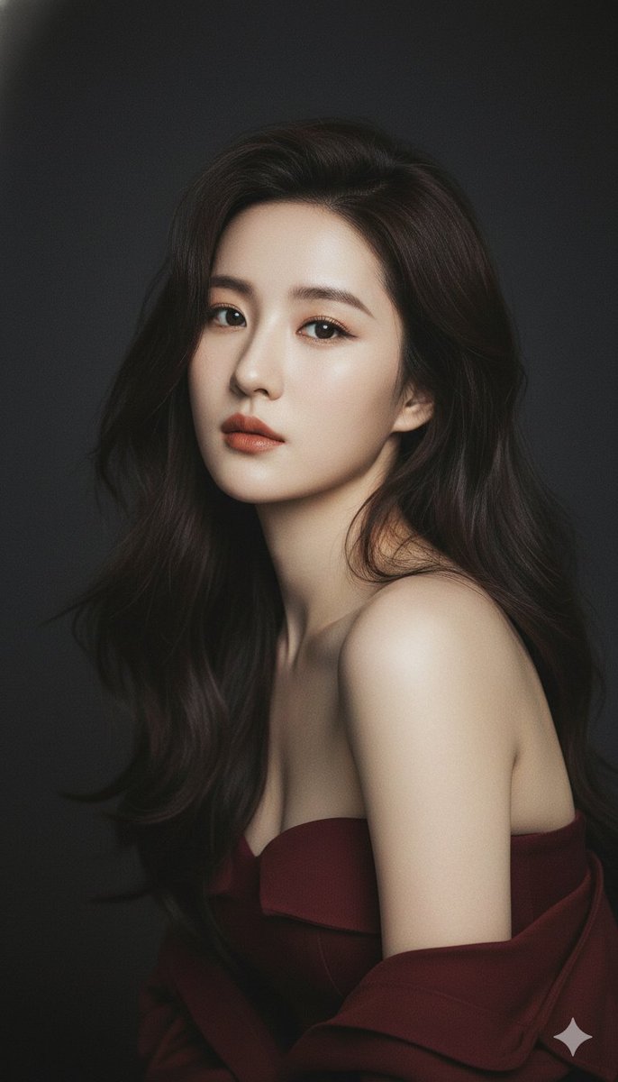 Melancholic Cinematic Portrait Fair Skin Wine Red Top