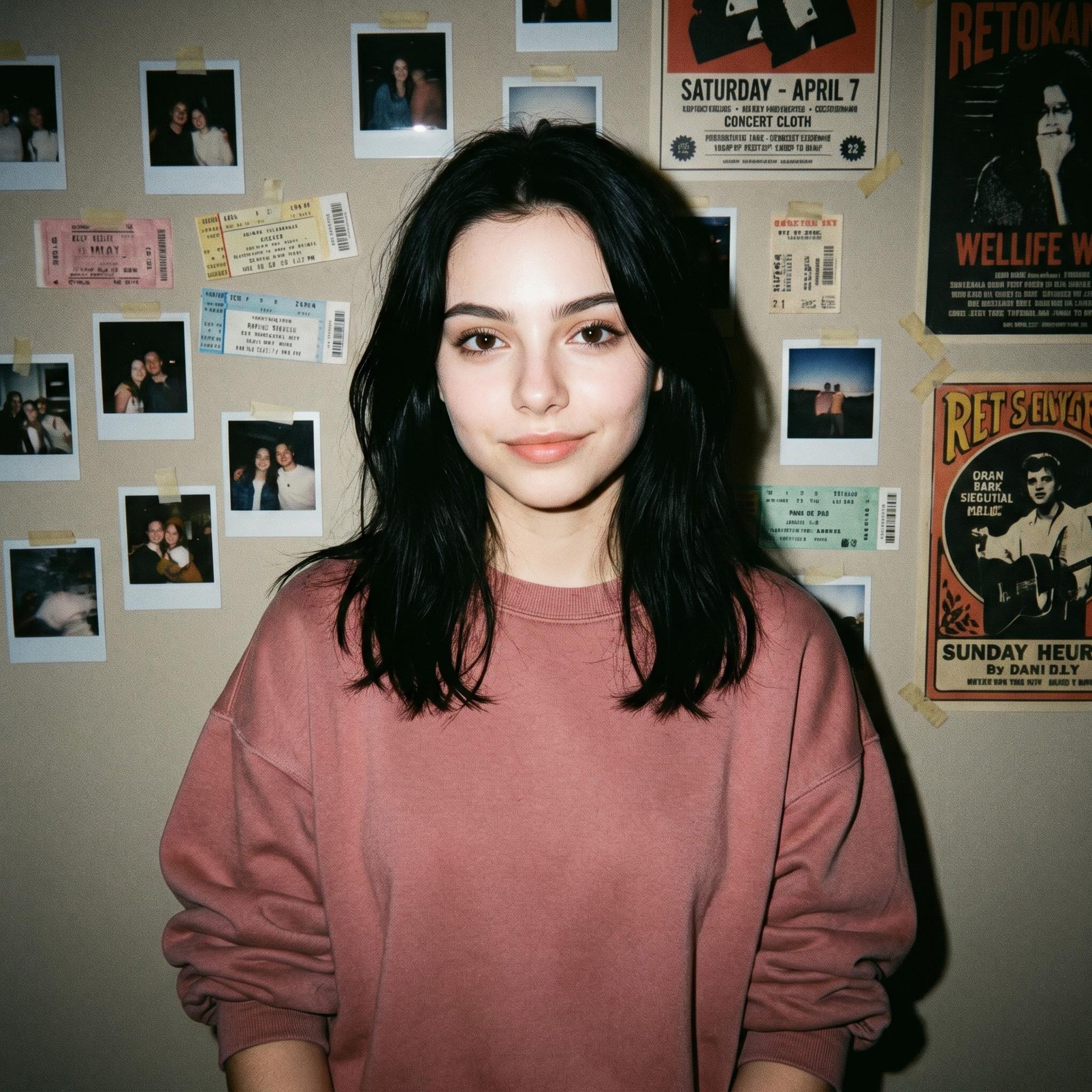 Dusty Rose Sweatshirt Pale Complexion Polaroid Wall