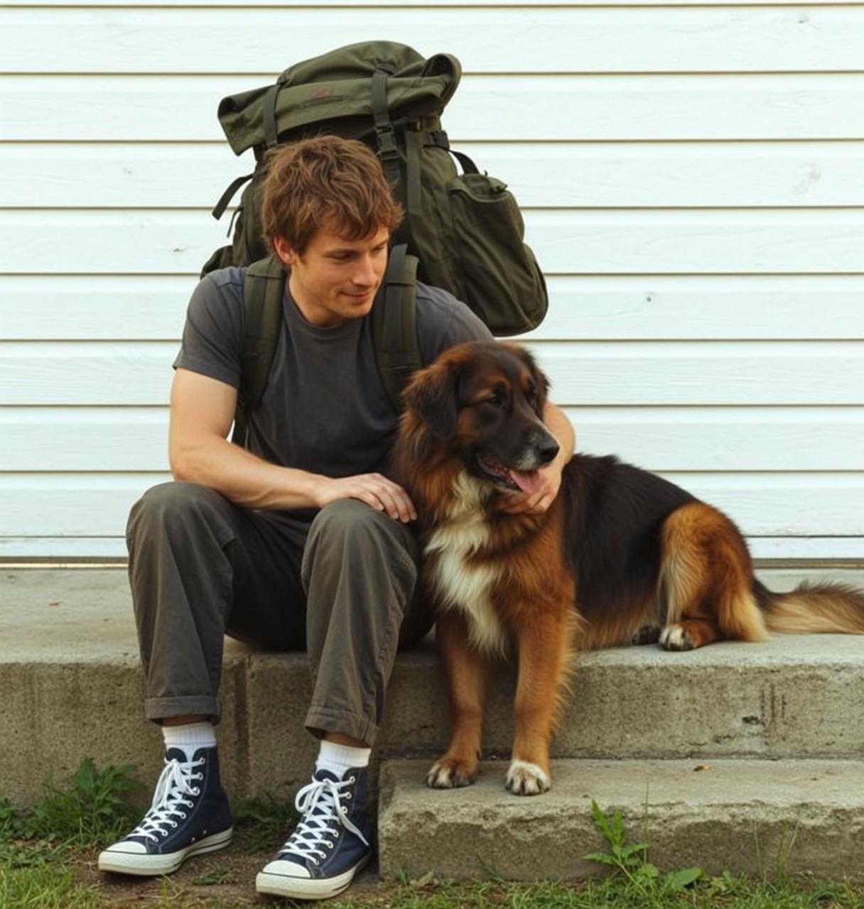 Dog Steps Backpack Portrait reference photo