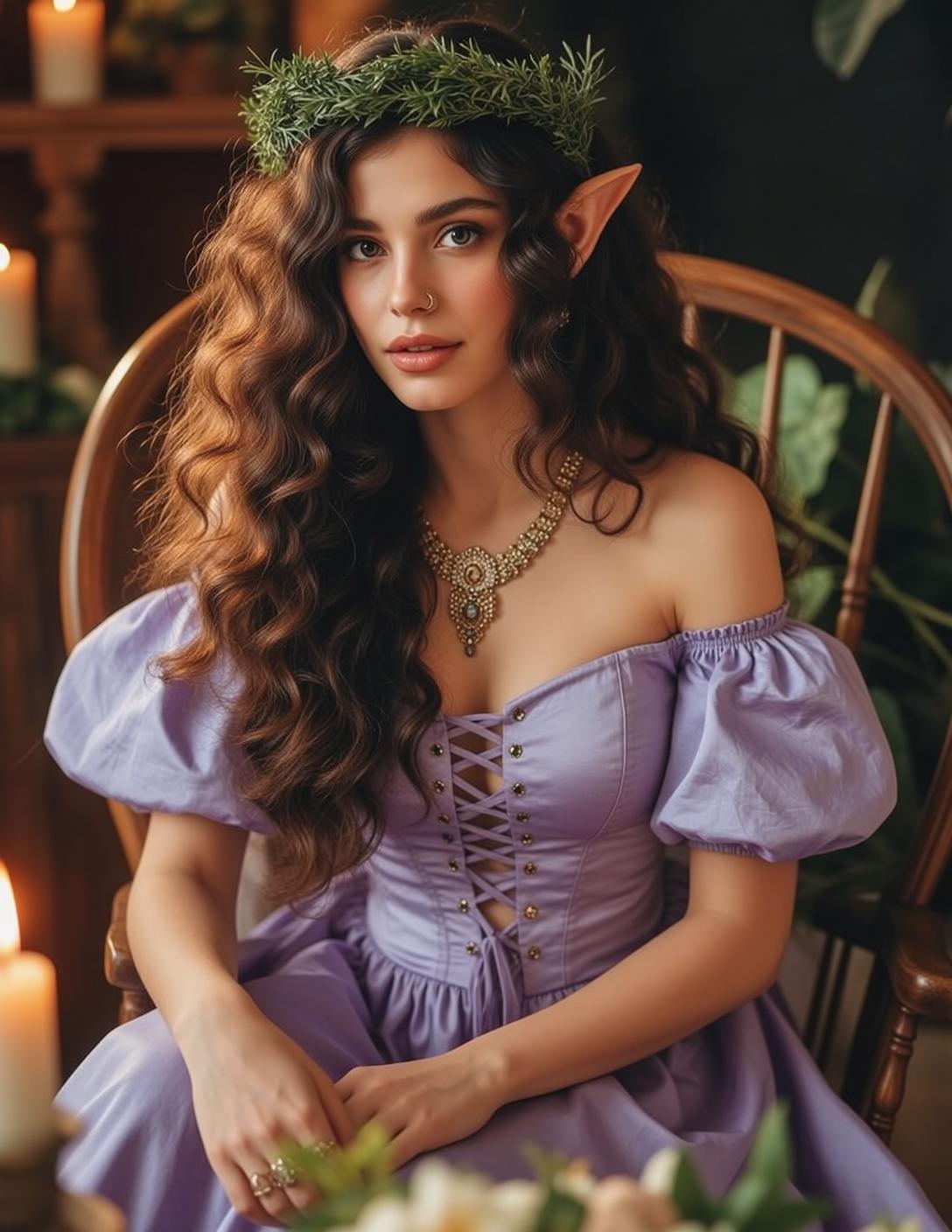 Fairycore Young Long Wavy Dark Brown Fair reference photo