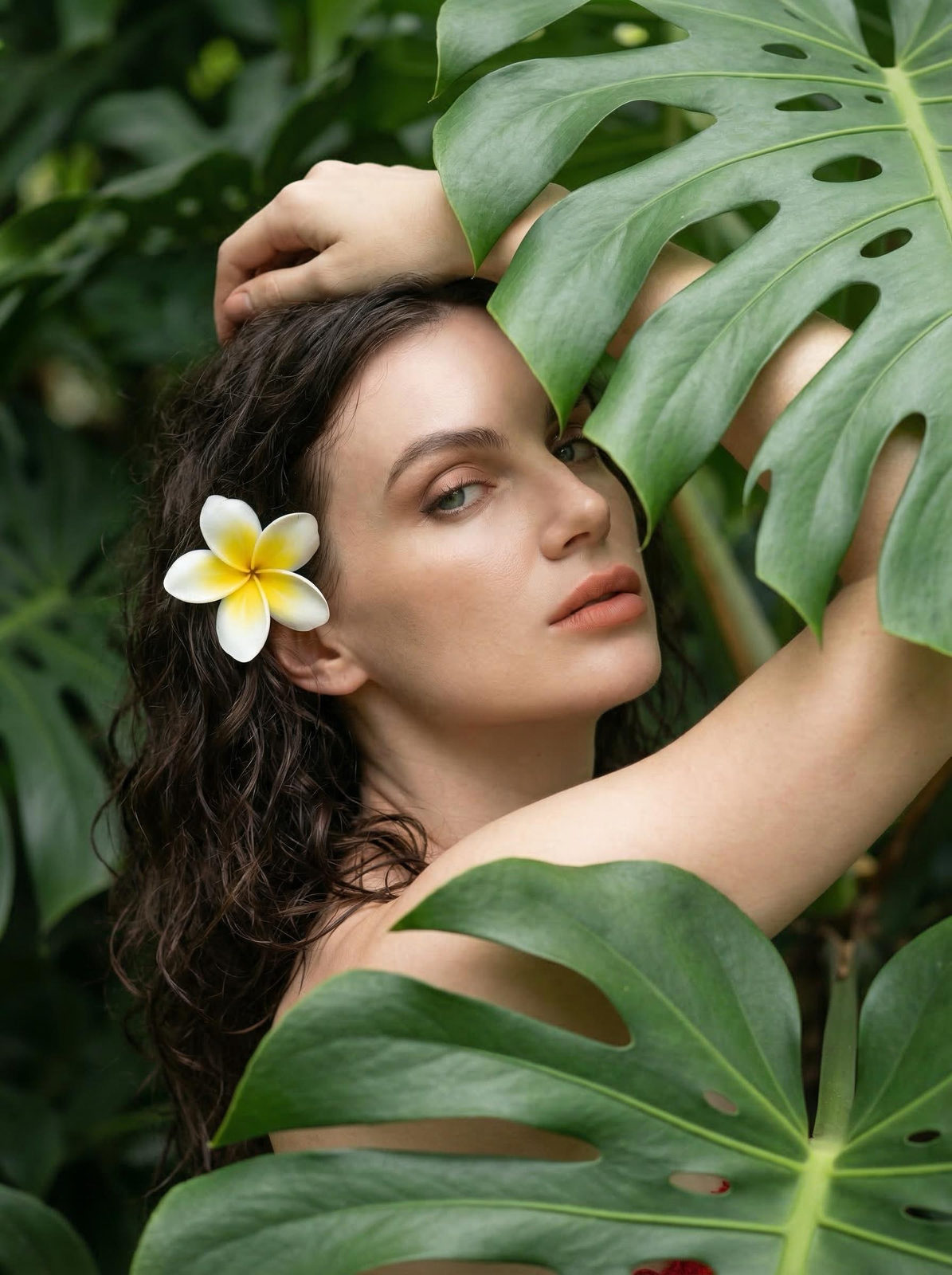 Tropical Foliage Profile Portrait Photorealistic