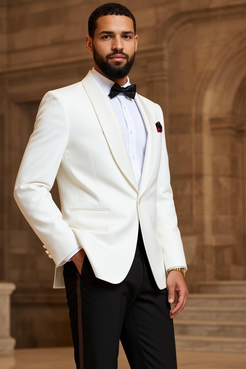 White Tuxedo Grand Hall Portrait reference photo