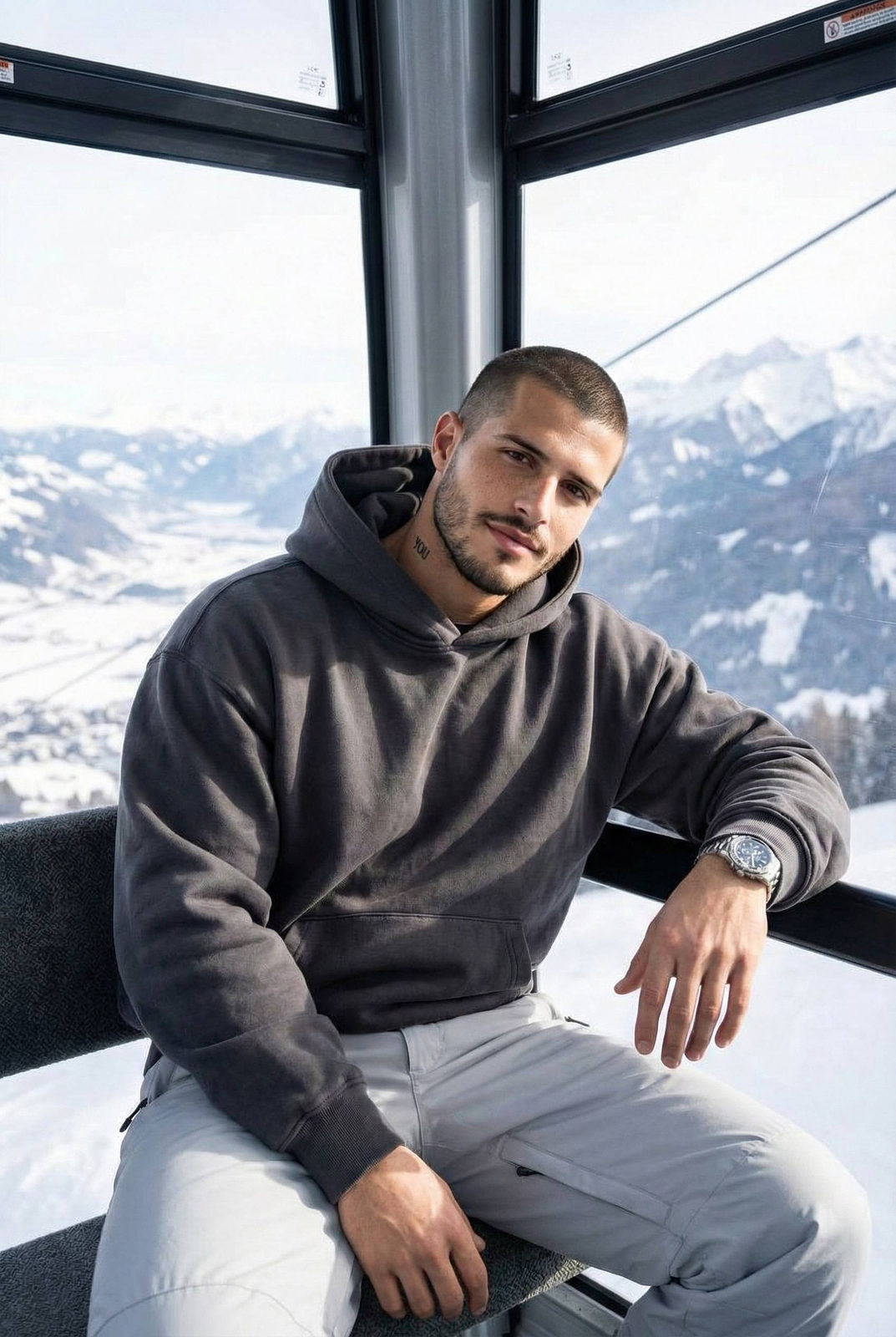 Ski Lift Cabin Winter Portrait Realistic
