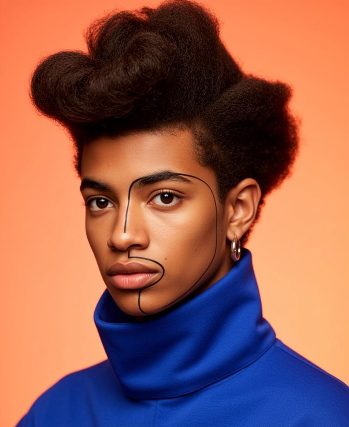 Young Dark Skin Prominent Afro Hairstyle Voluminous reference photo