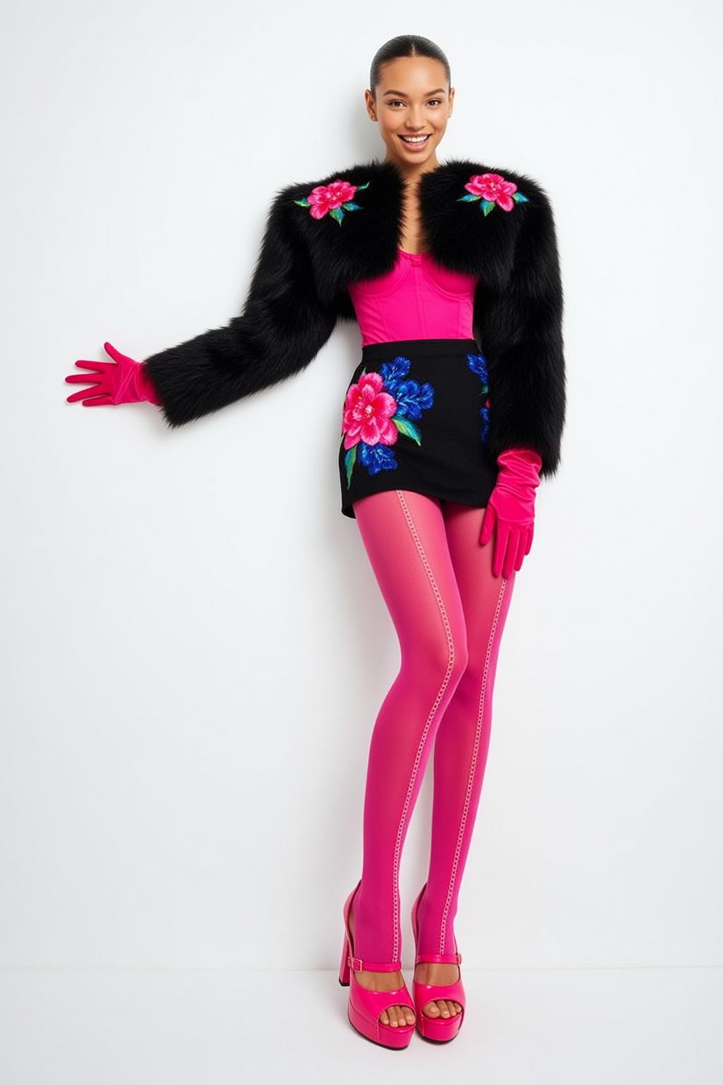 Barbiecore Stands Facing Slightly Her Left Head reference photo