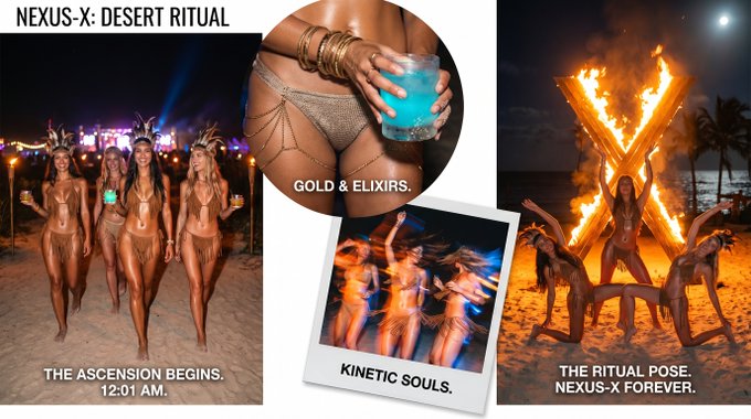 Beach Festival Night Torchlit Dancers Flaming X