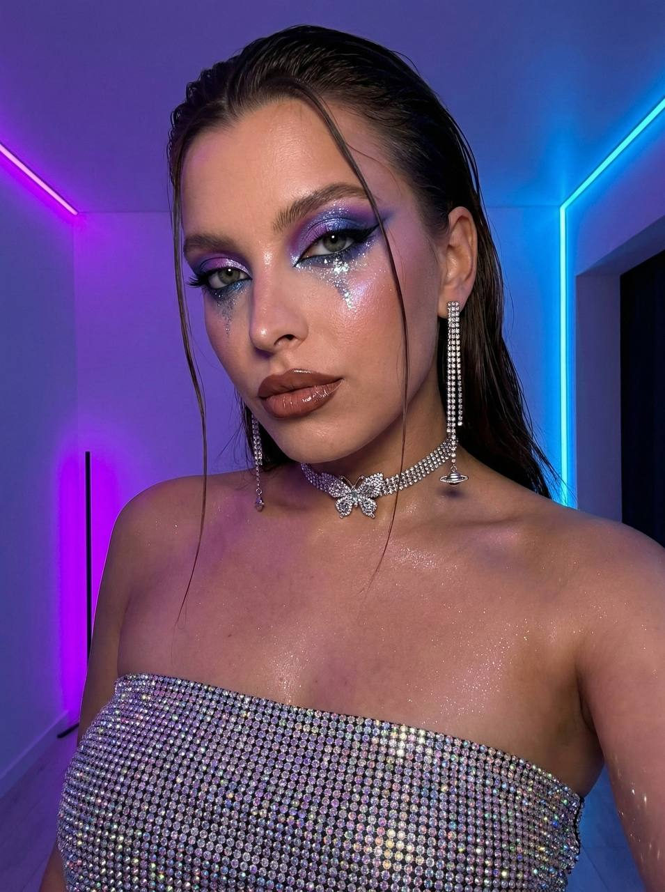 Euphoria Neon Glitter Selfie Close Up