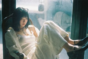 White Outfit Vintage Armchair Fogged Window