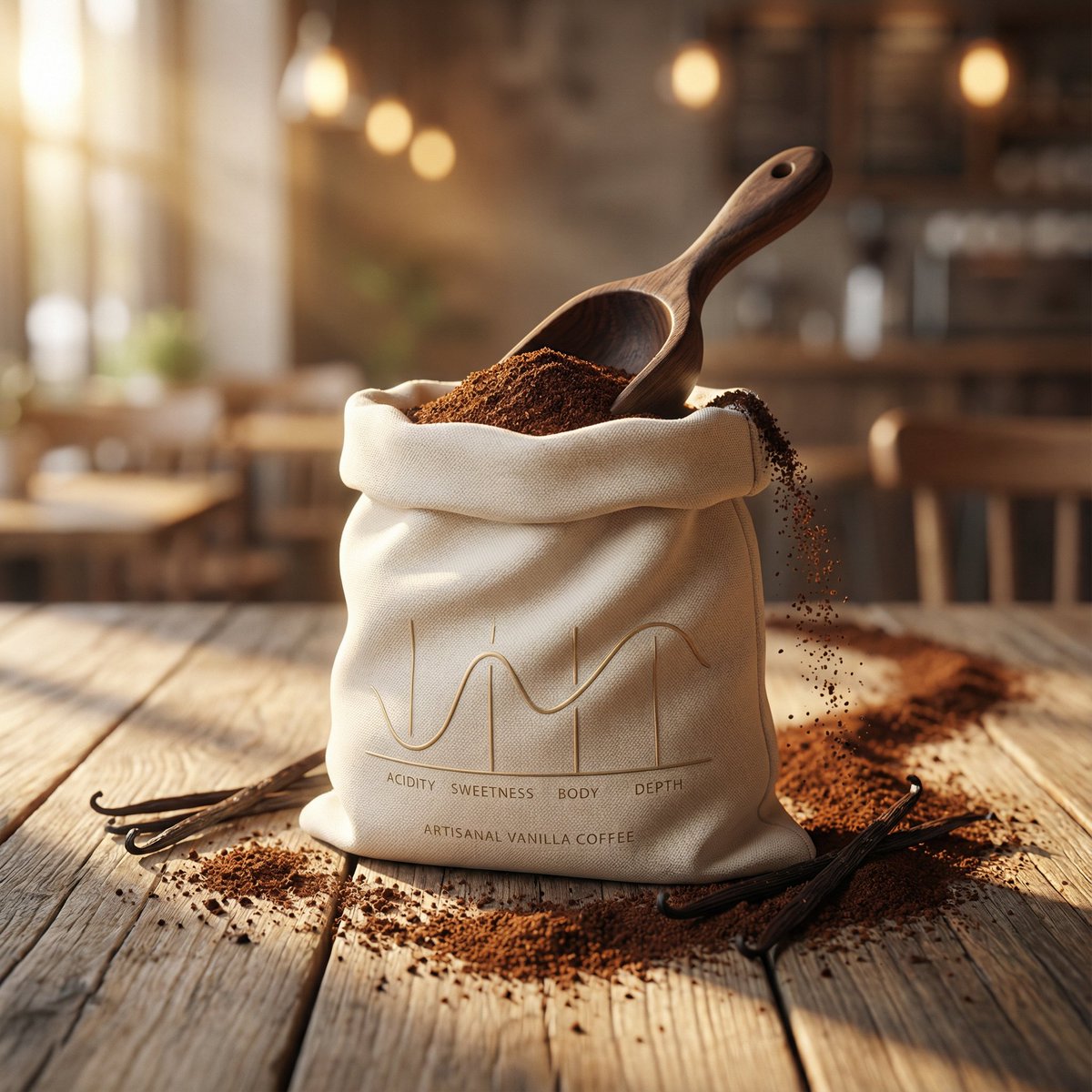 Artisanal Vanilla Coffee Ivory Pouch Oak