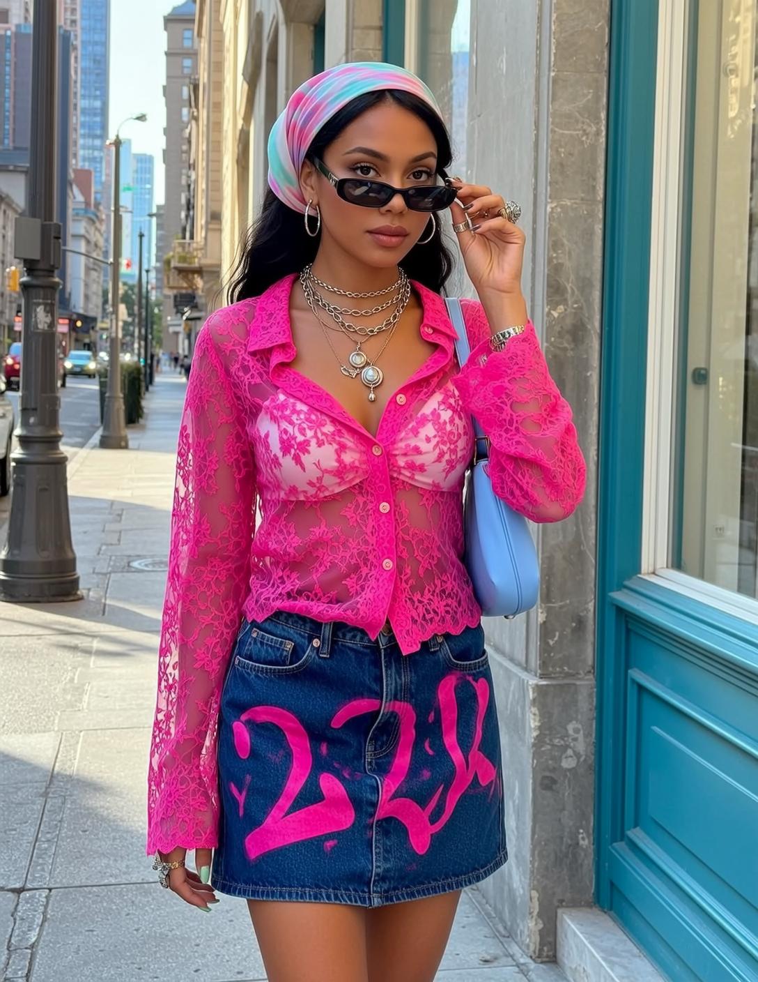 Pink Lace City Portrait reference photo