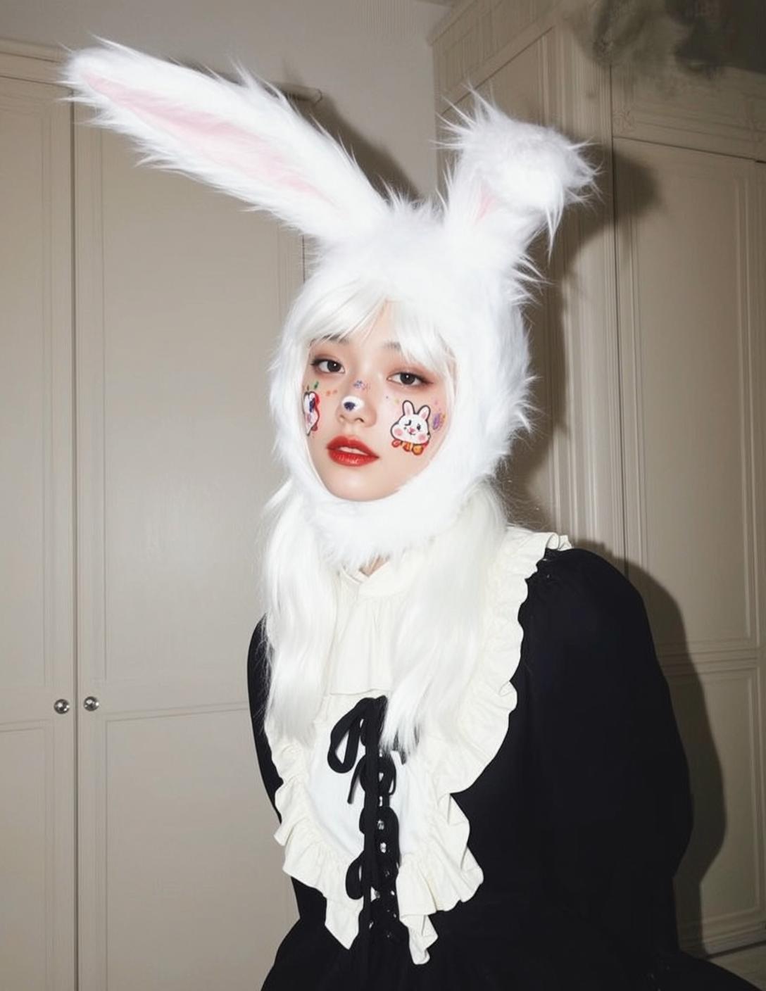 Bunny Hat Black Dress Portrait reference photo