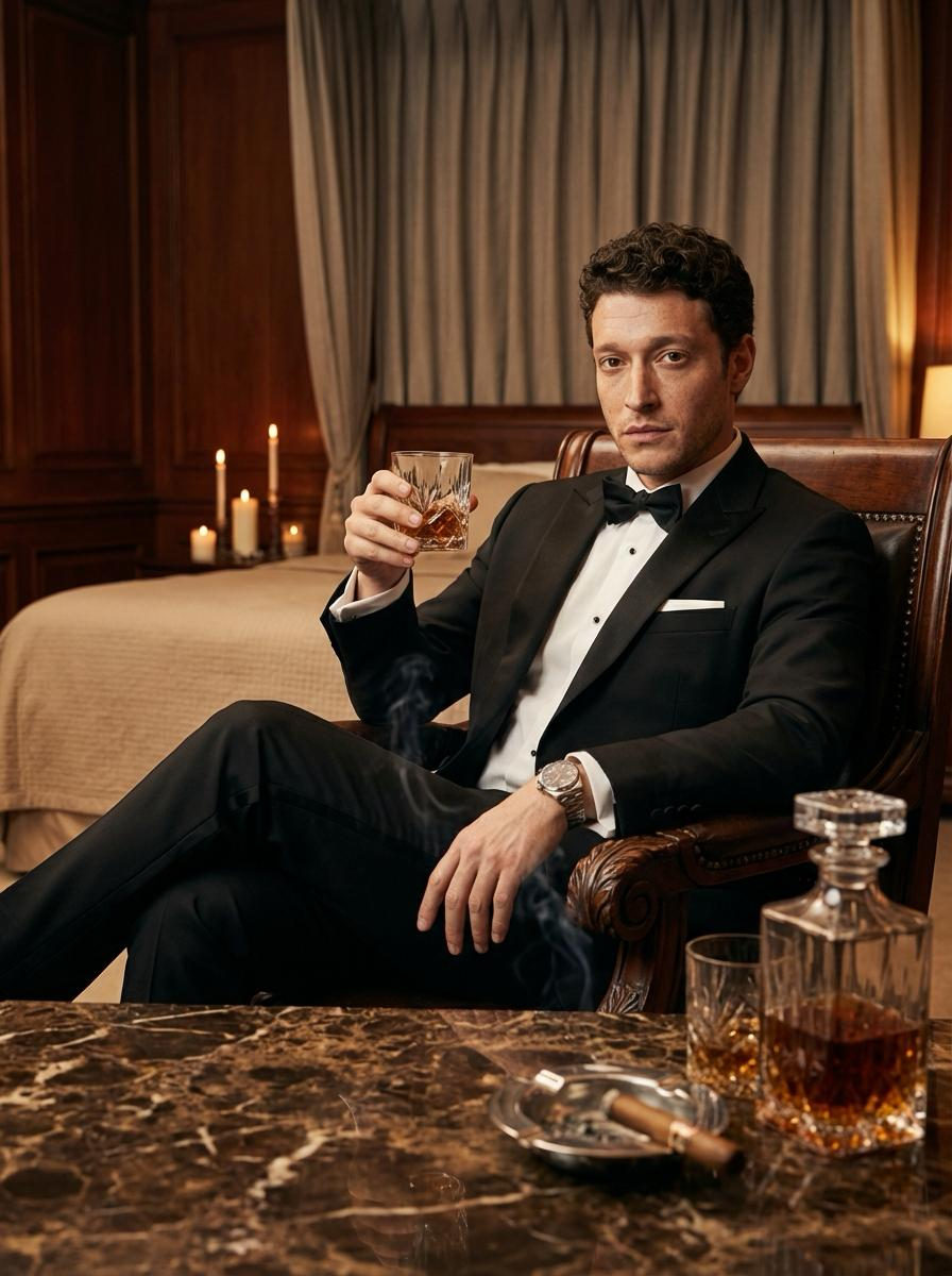 Realistic Man Tuxedo Amber Liquid Interior