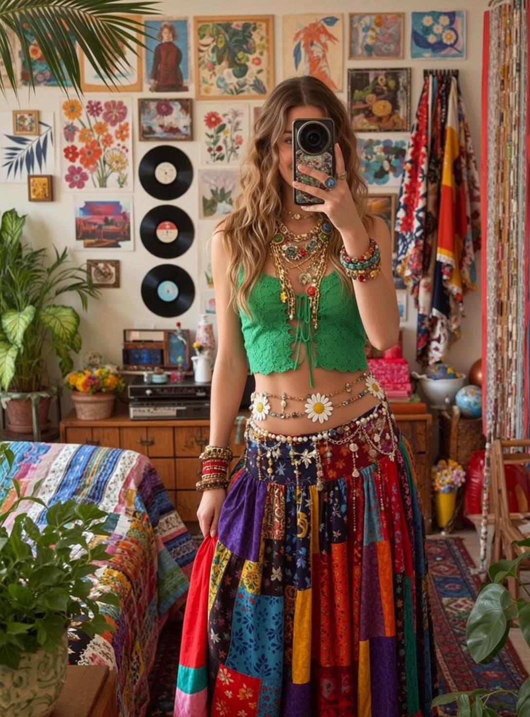 Patchwork Skirt Studio Portrait reference photo
