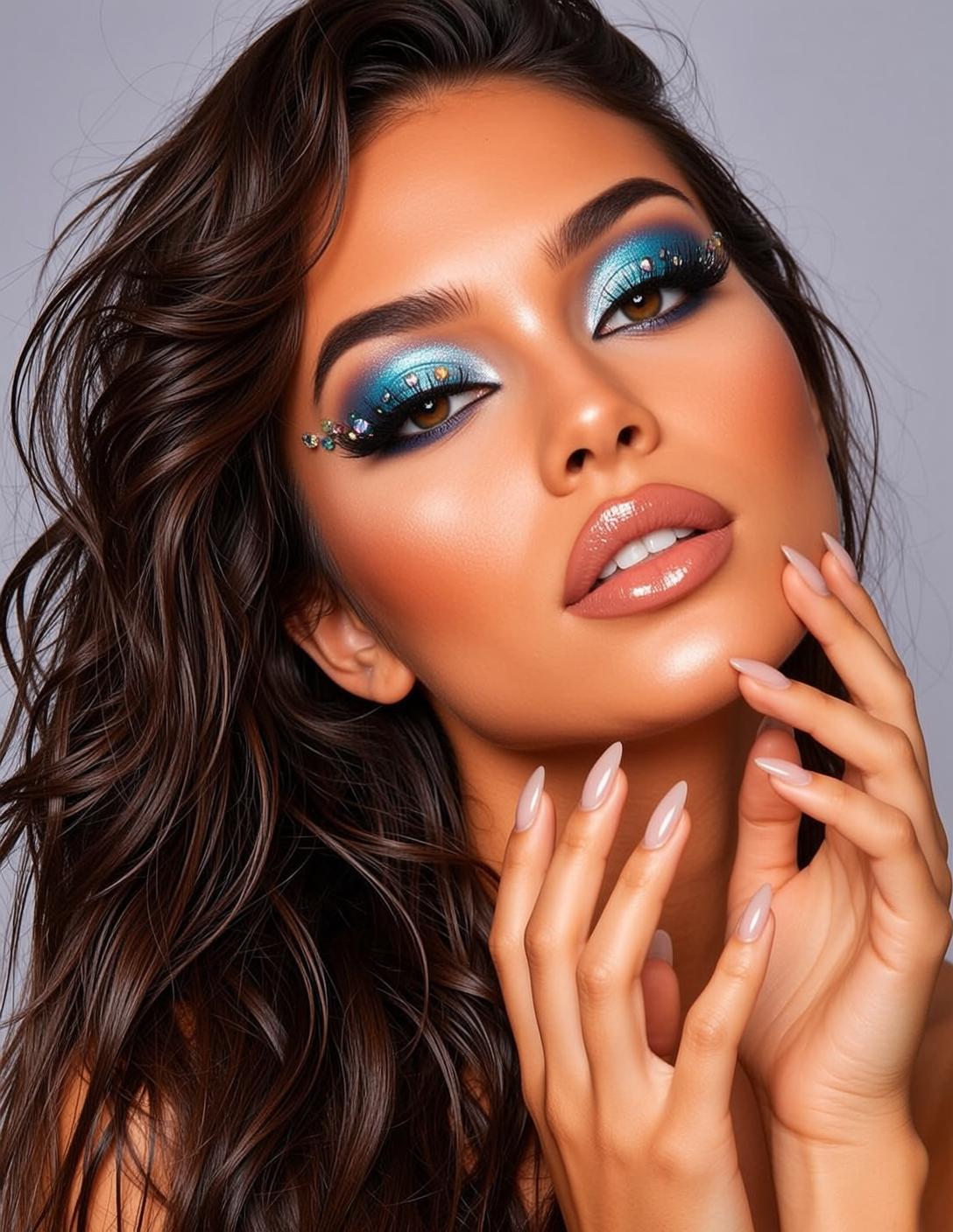 Makeup Captured Close-up Her Head Tilted Slightly reference photo