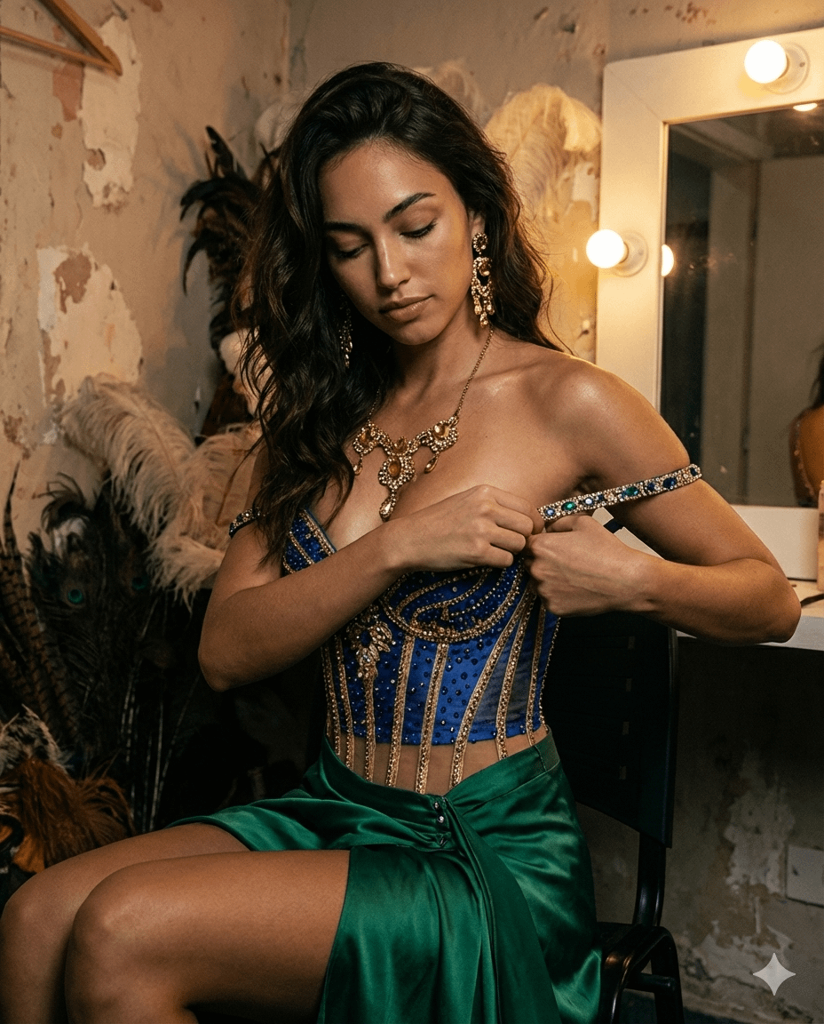 Rio Carnival Backstage Portrait Humid Night Air