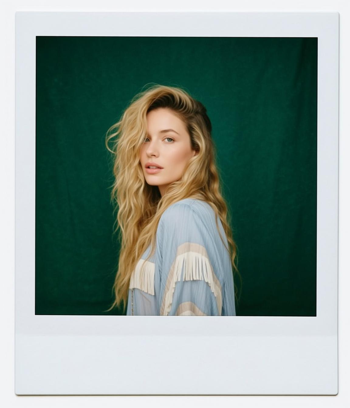Fringe Top Green Backdrop Portrait