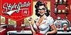 Retro Diner Woman With Pickle And Banner reference photo