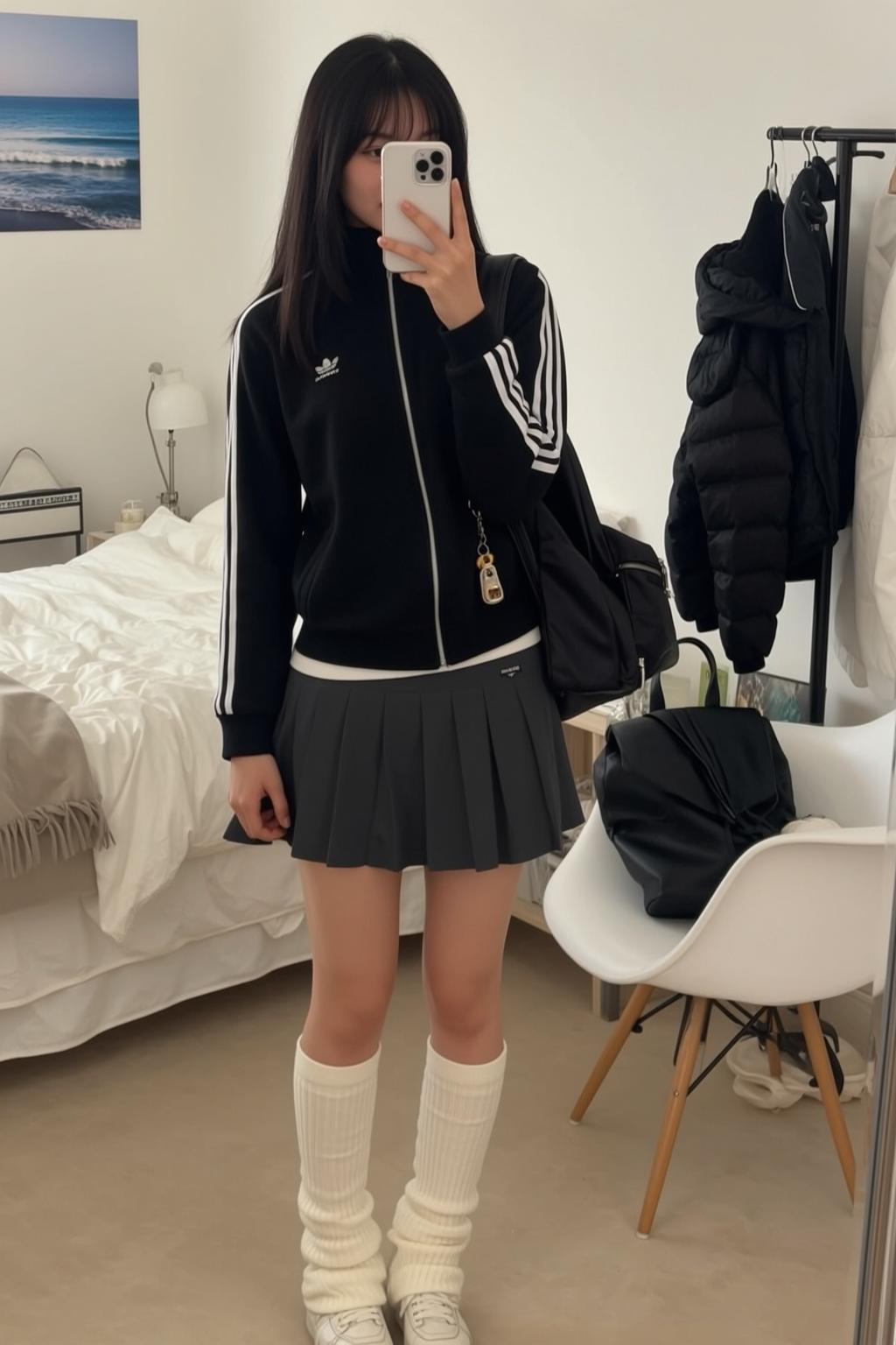 Acubi Stands Facing Holding Smartphone Her Right reference photo