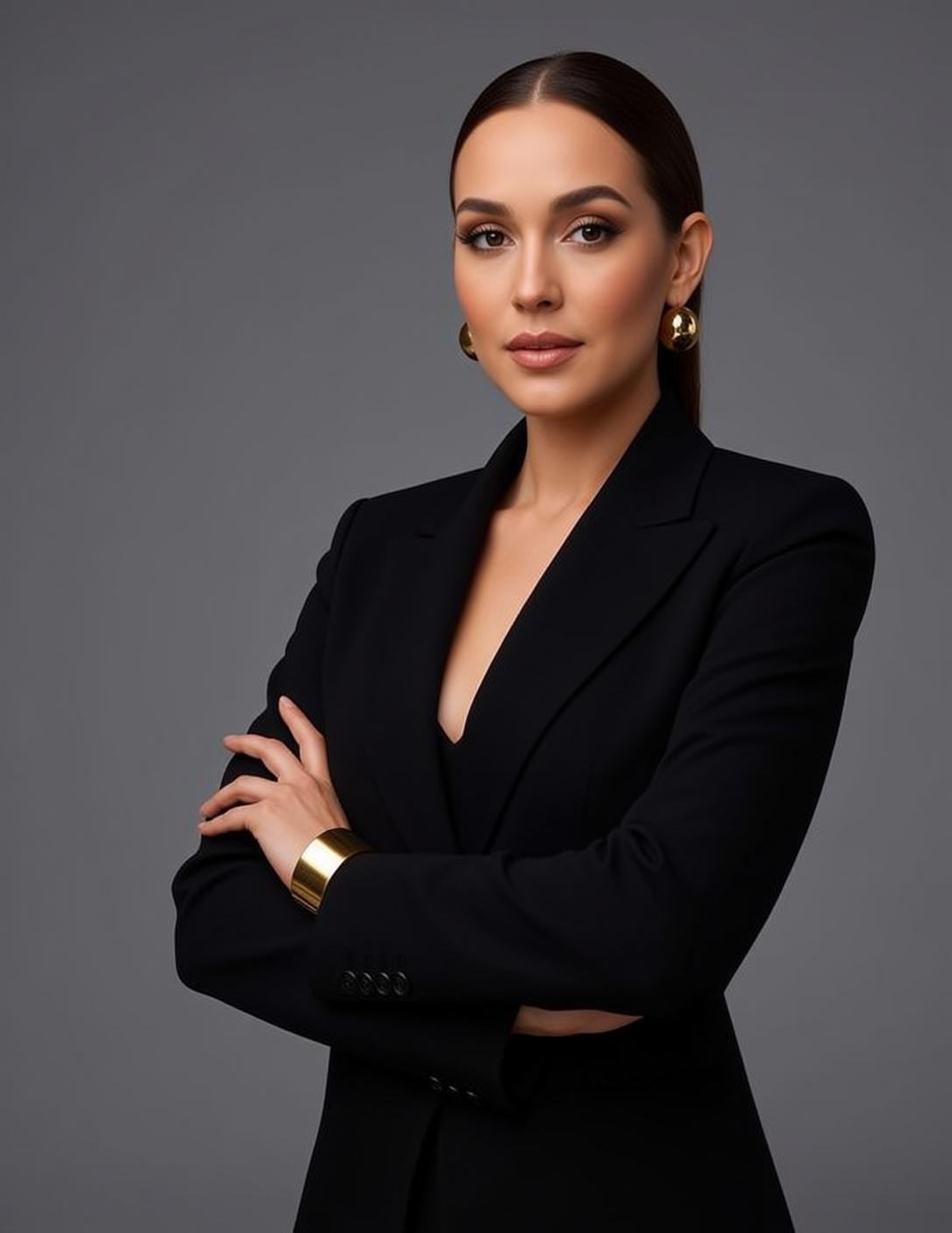 Luxury Dark Brown Pulled Back Sleek Ponytail reference photo