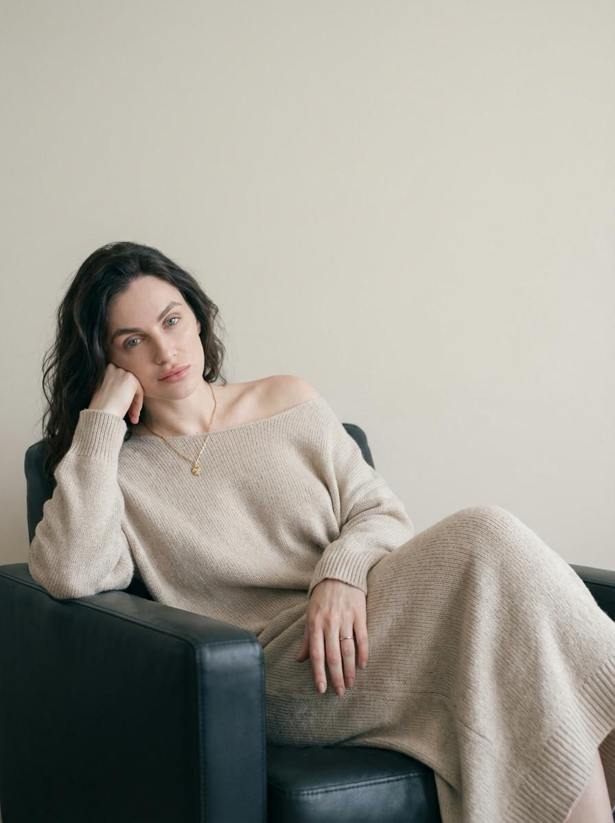 Realistic Woman Neutral Interior Portrait