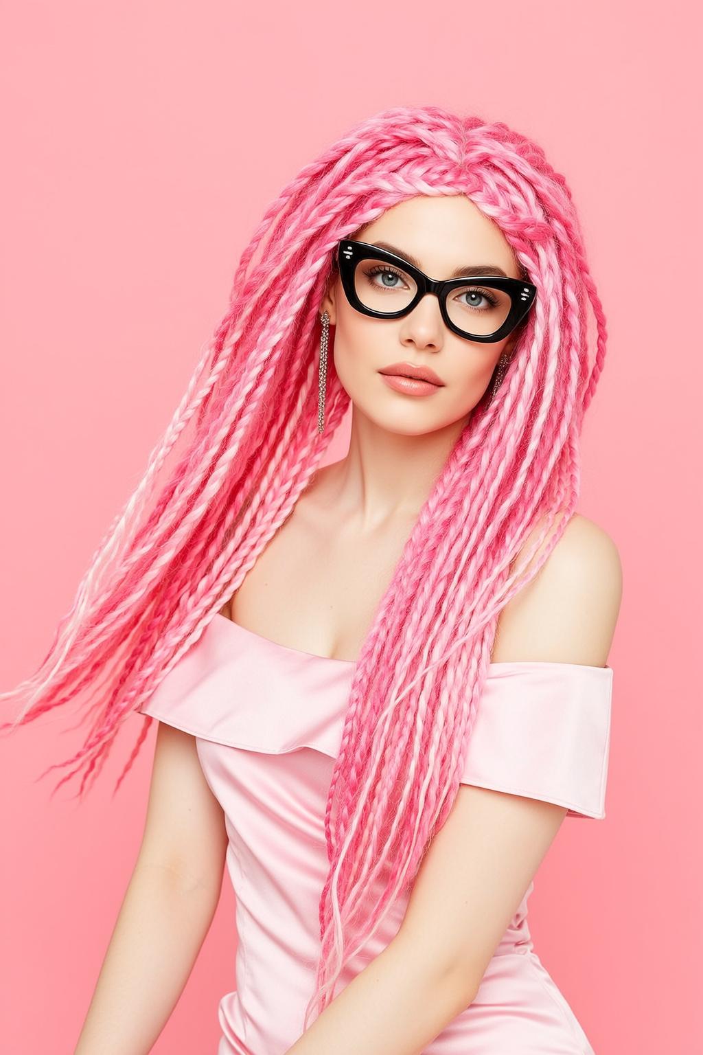 Pink Dreadlocks Satin Dress Studio Fashion reference photo