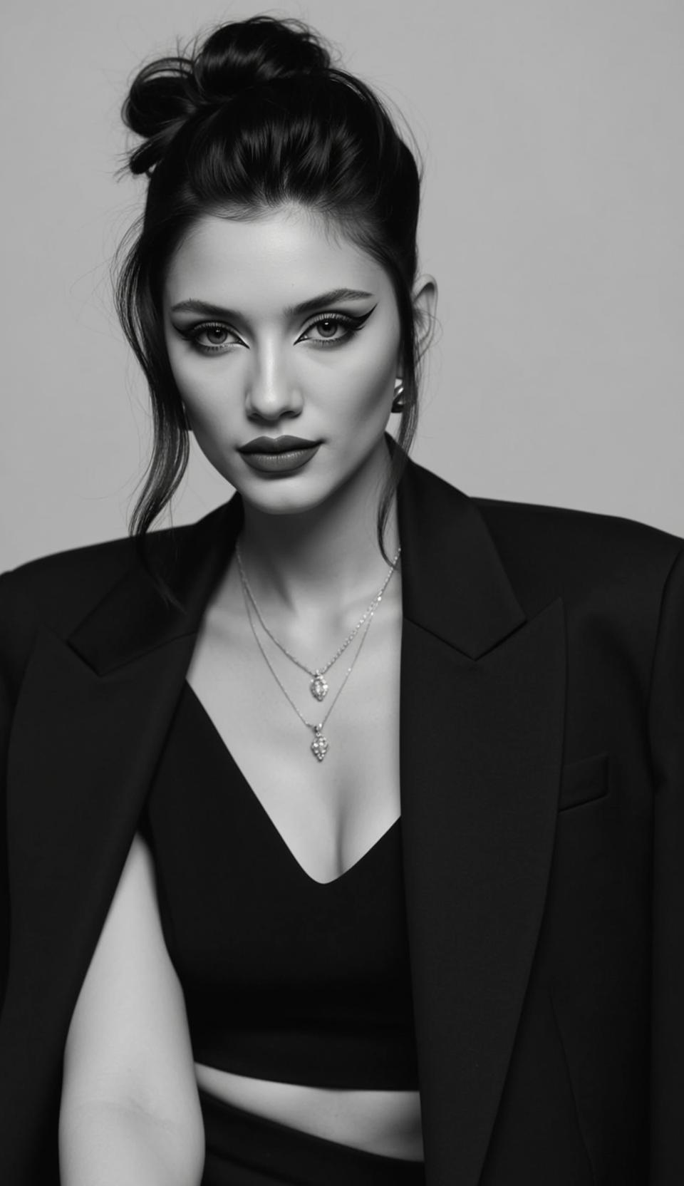 Luxury Young Dark Styled Bun Loose Tendrils reference photo