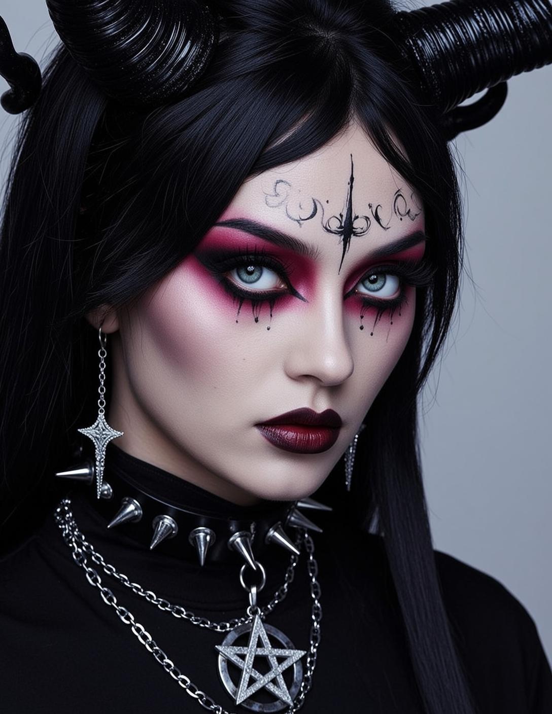 Halloween Makeup Young Demon-like Long Straight Black reference photo