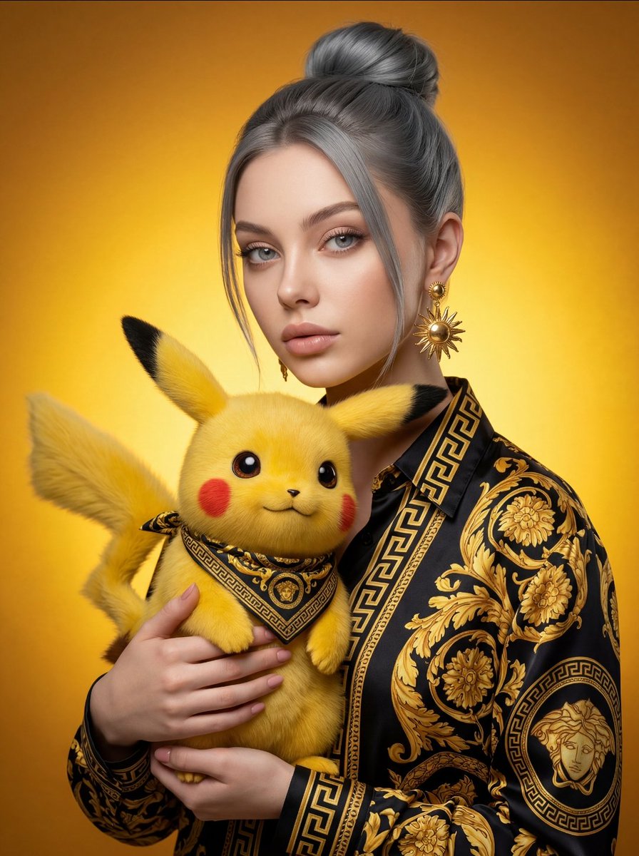 Luxury Fashion Studio Yellow Gradient Pikachu Pose